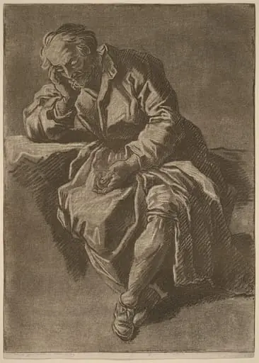 A Seated Elderly Man Asleep