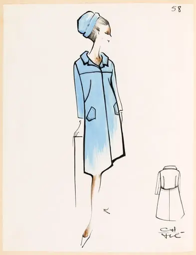 Manteau bleu ciel et chapeau assorti