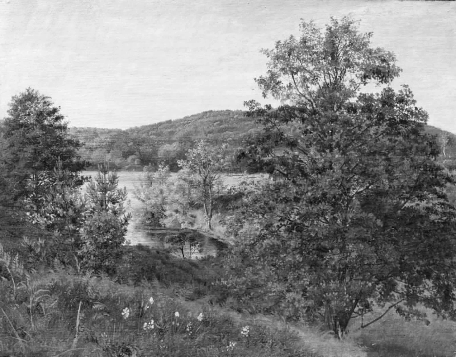 Sen eftermiddag ved Rössjön i Skåne, by Unknown artist, 1866