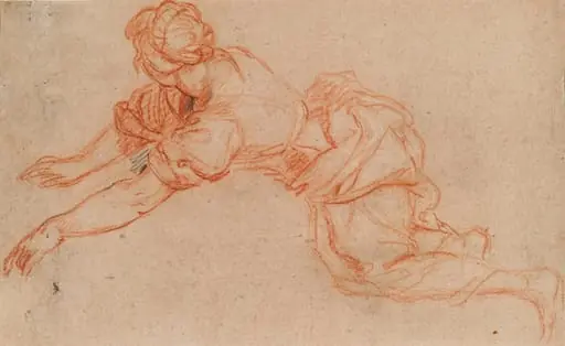 Young Woman Kneeling and Reaching Forward [verso]