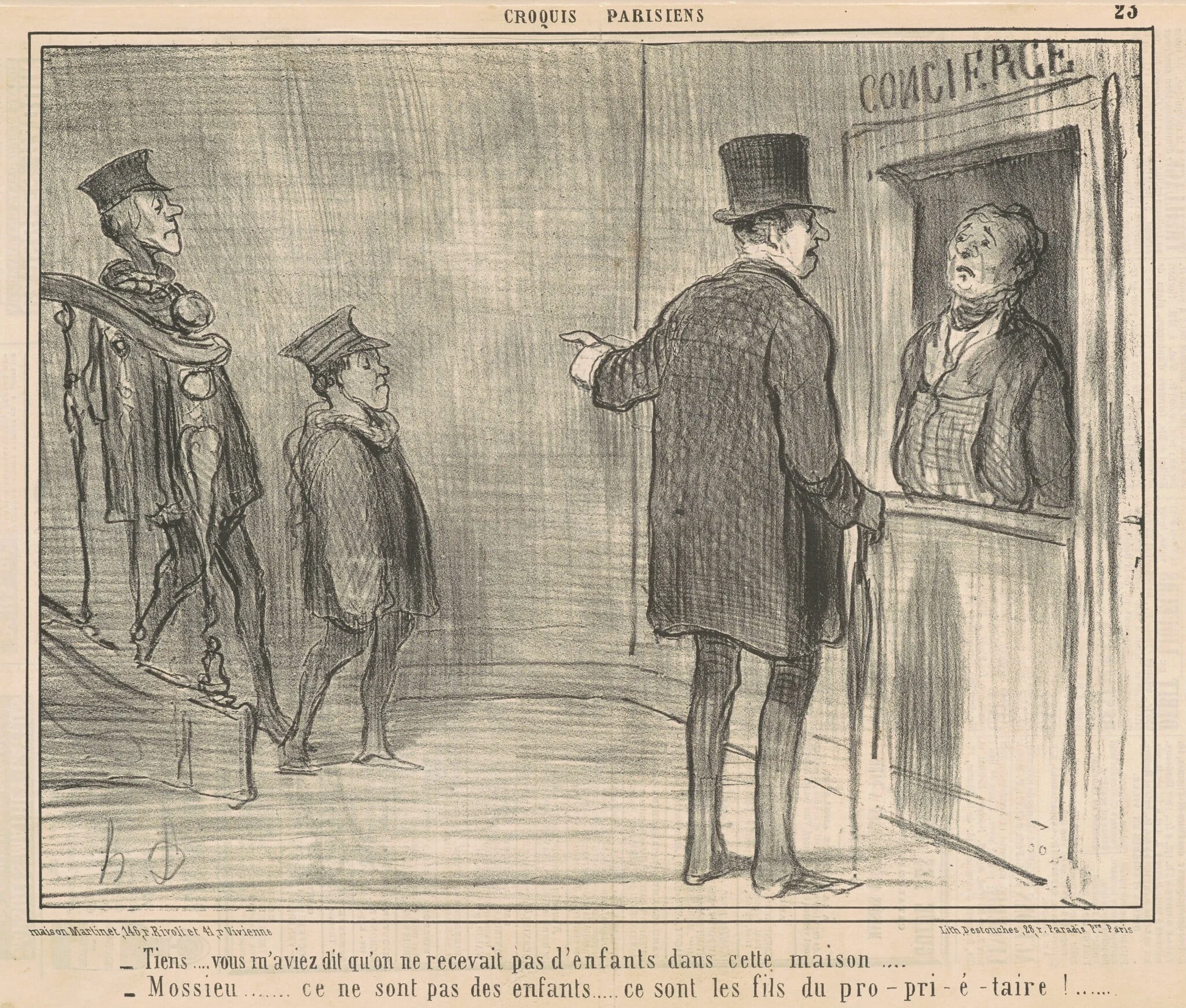 Tiens ... vous m'aviez dit ..., by Honoré Daumier, ink, 1857