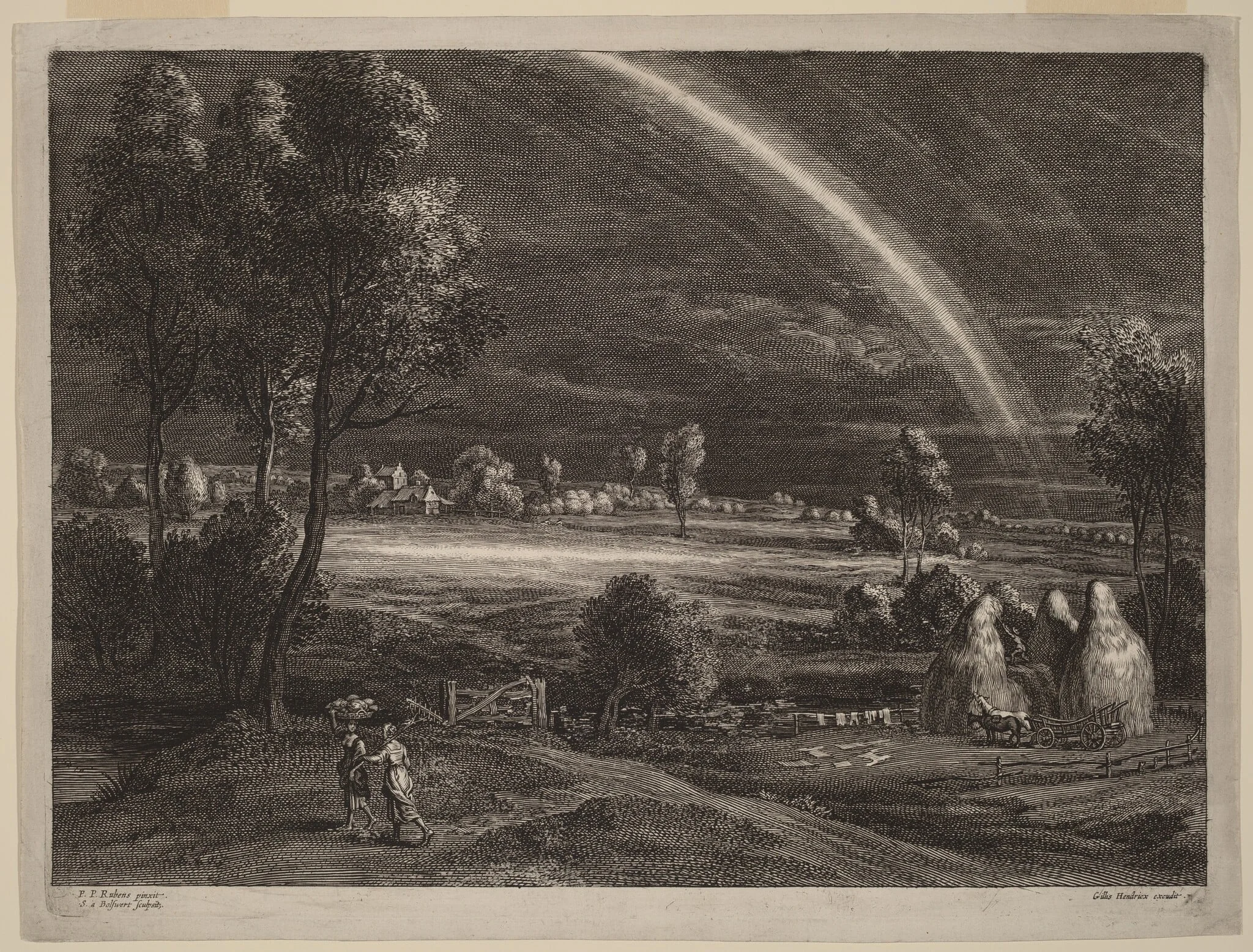 Landscape with a Large Rainbow, by Schelte Adams Bolswert, ink, 1638