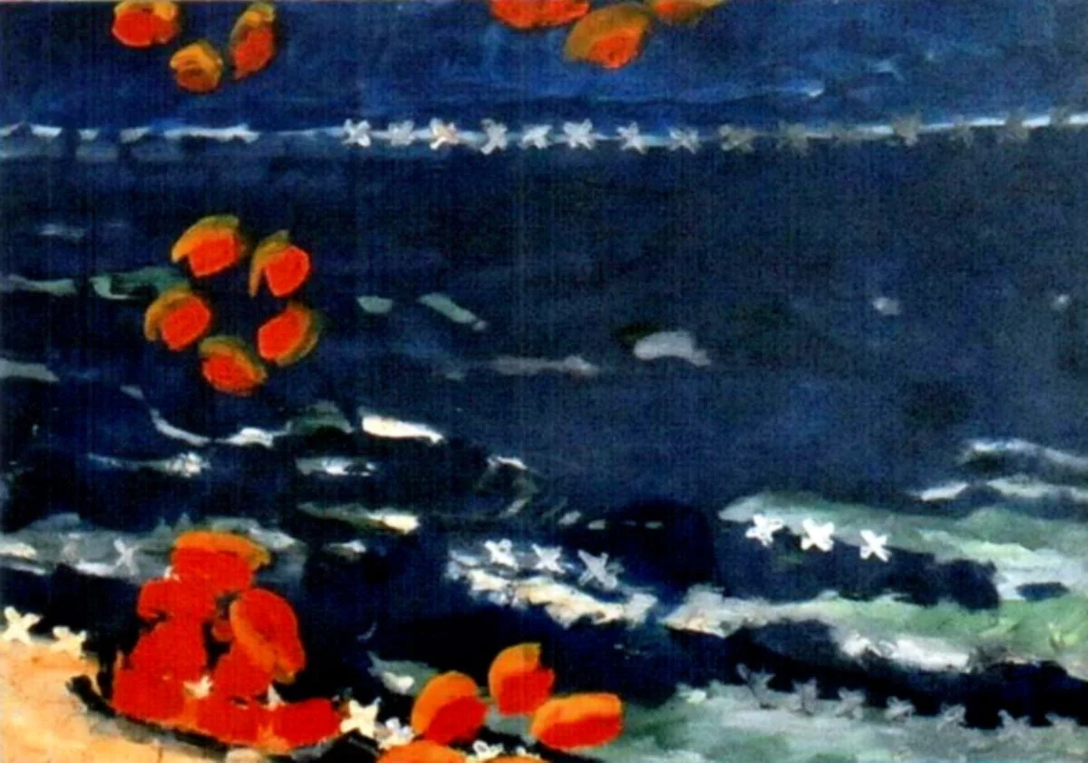 Marină cu fluturi orange, by Ion Țuculescu, unspecified