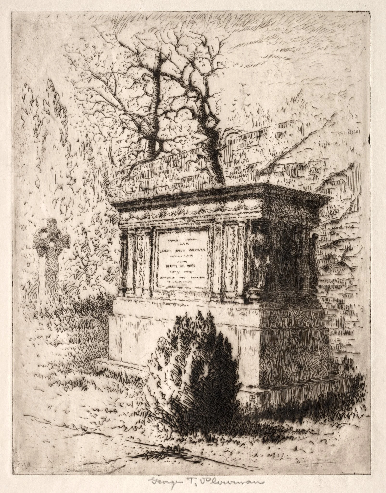 Whistler's Tomb, Chiswick, London, by George Taylor Plowman, 1910