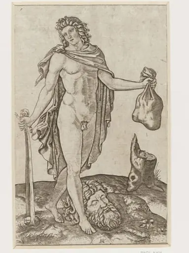 David standing with the head of Goliath