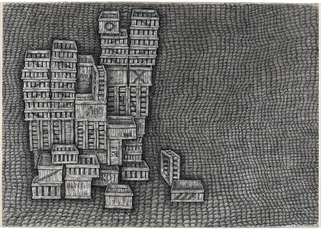 Untitled, by Domenico Gnoli, ink, 1958