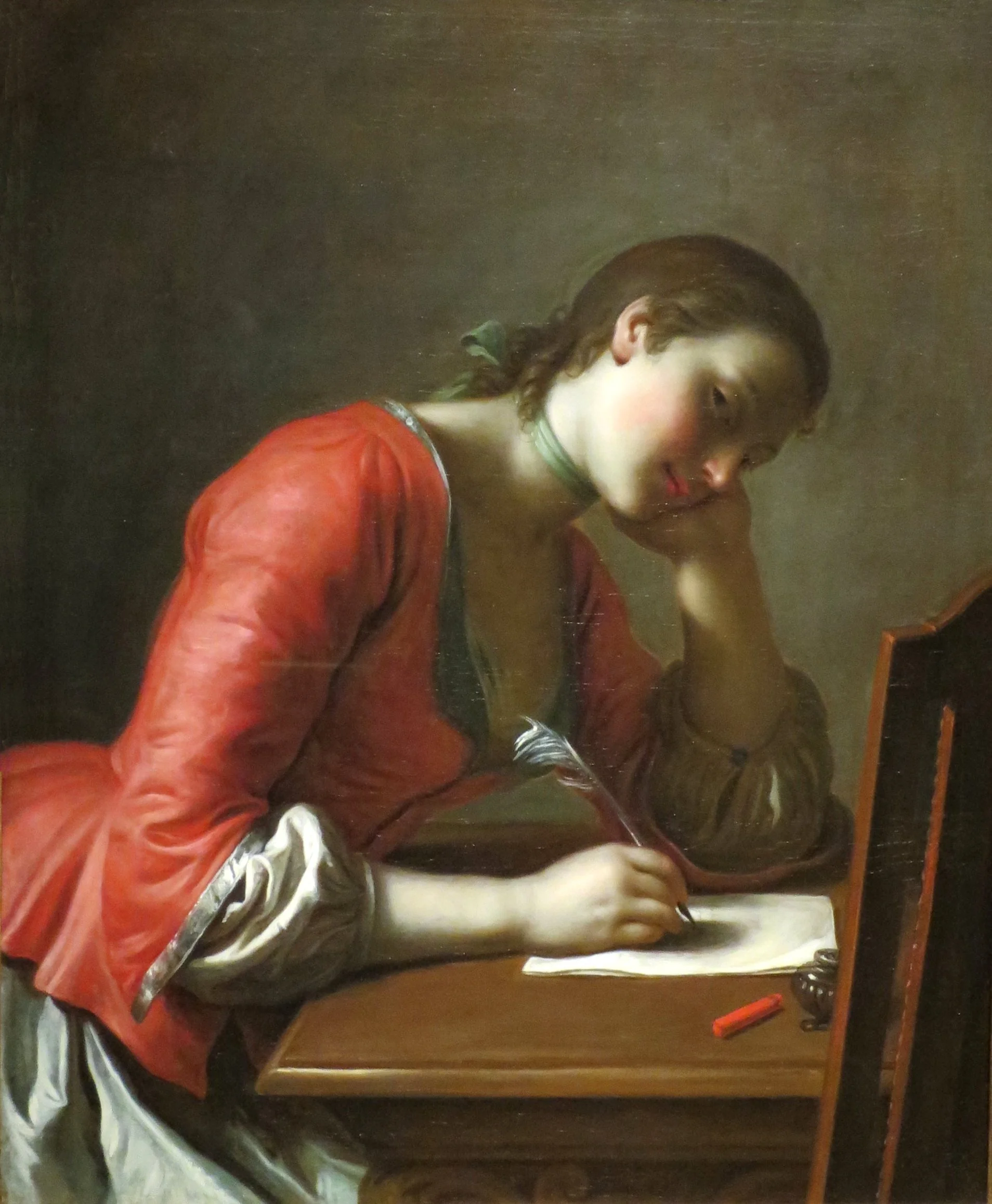 Young Girl Writing a Love Letter, by Pietro Rotari, oil, 1757