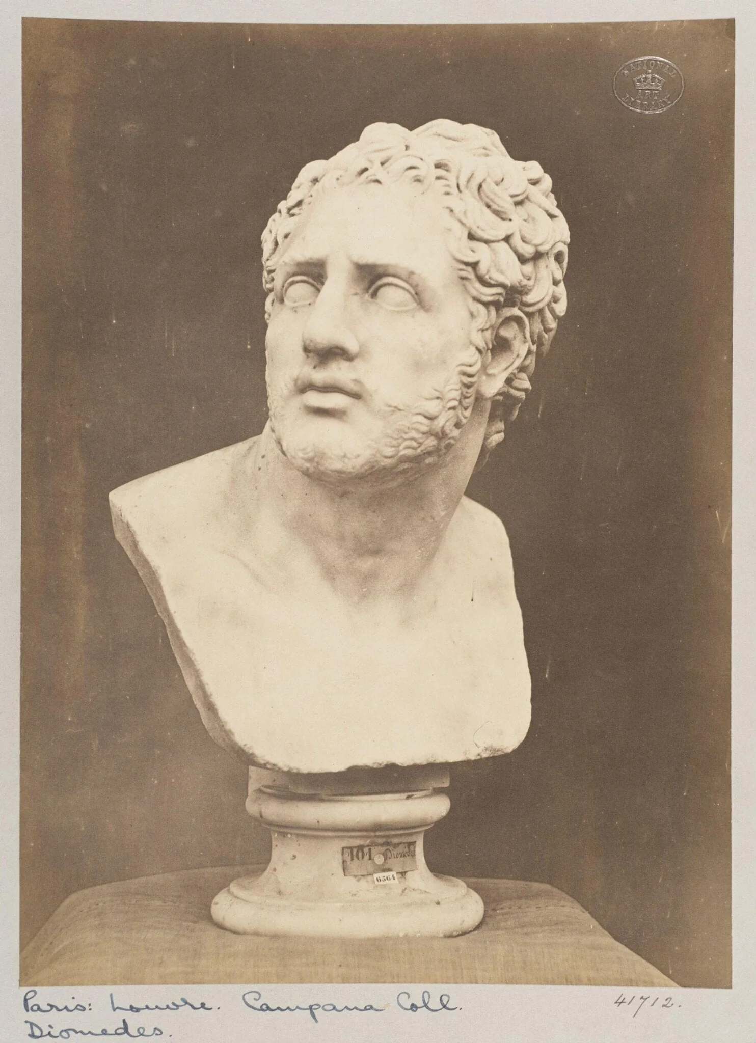 Marble bust of Diomedes, by Louise Laffon, photographic, 1864