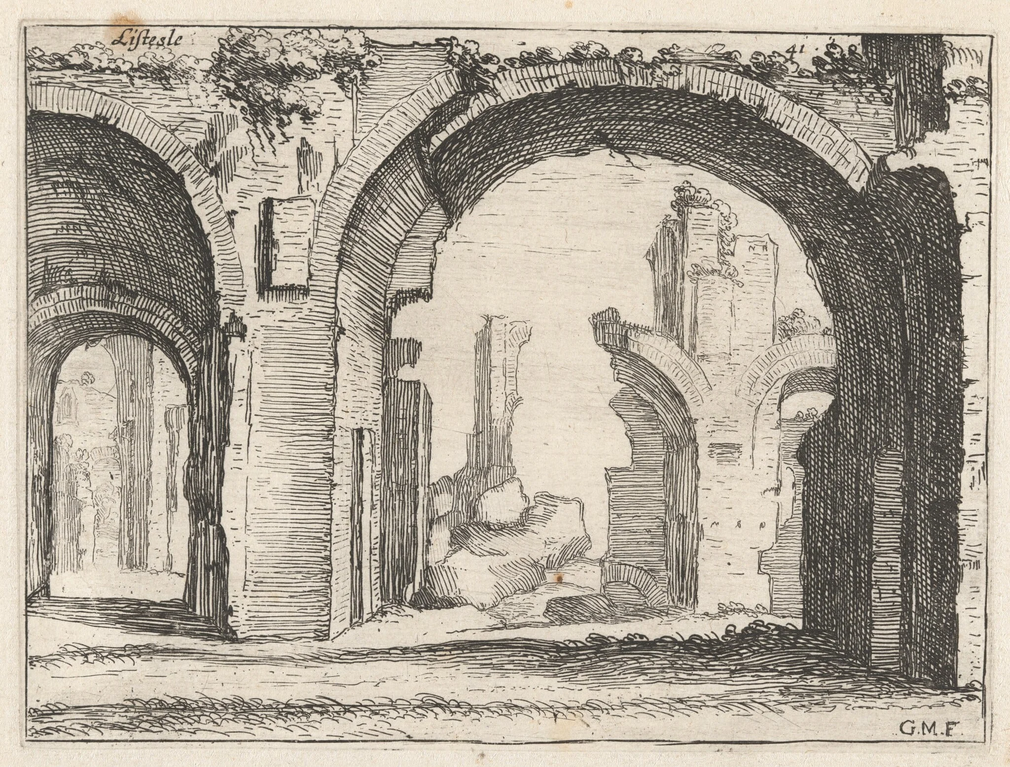 Antonine Baths, or Baths of Caracalla, by Giovanni Battista Mercati, ink, 1629