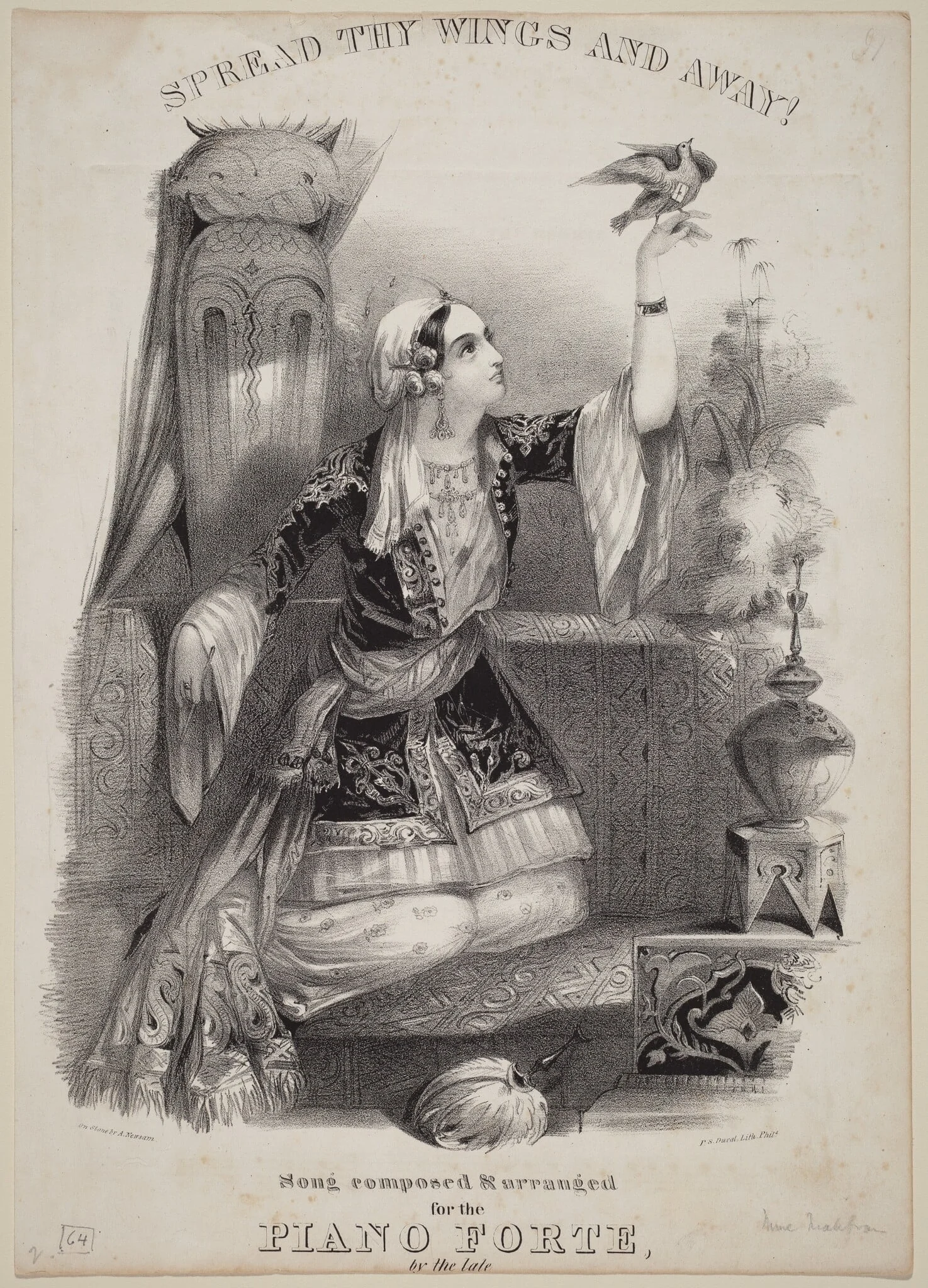 Spread Thy Wings and Away!, by Albert Newsam, ink, 1836
