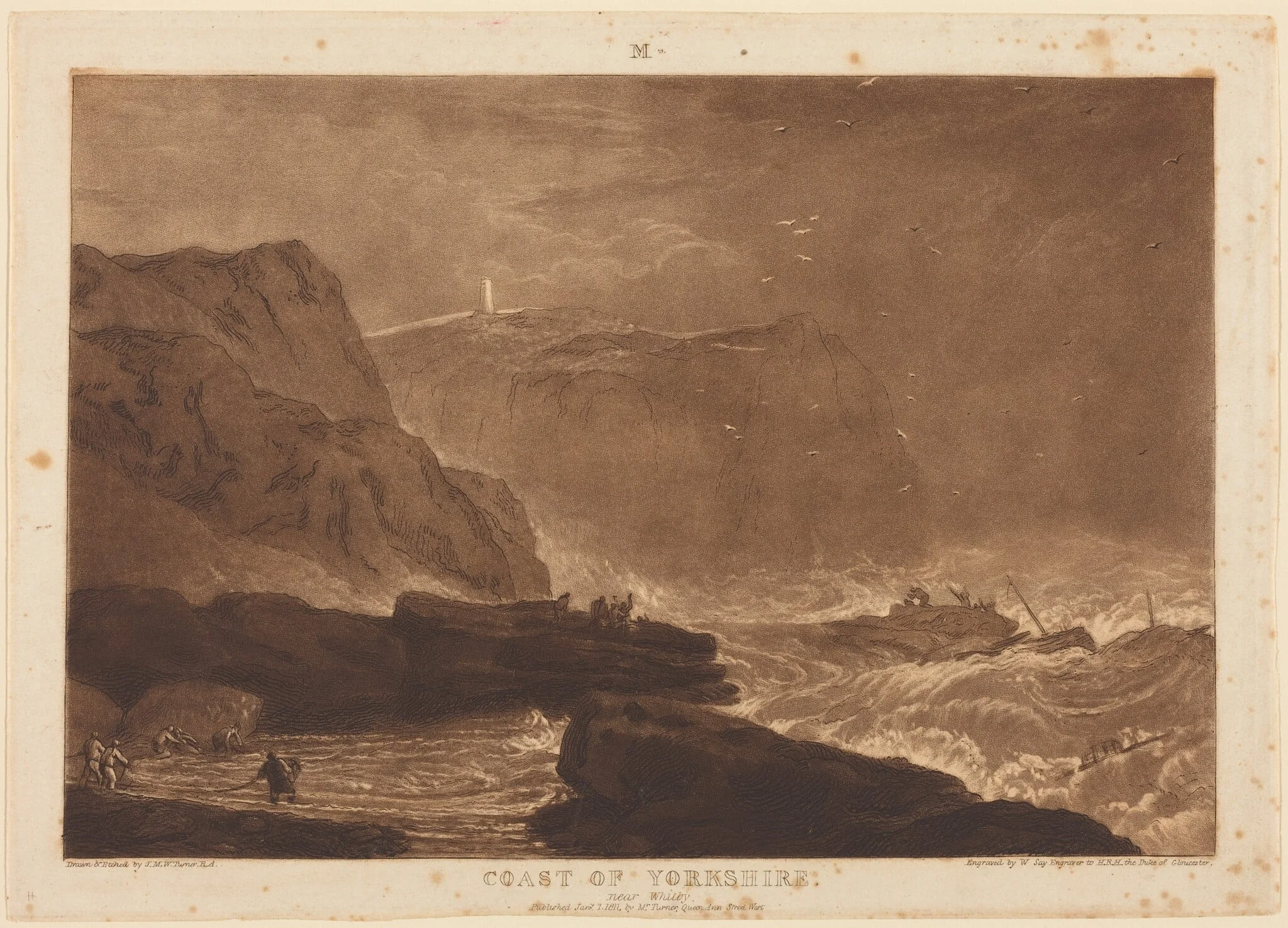 Coast of Yorkshire, by Joseph Mallord William Turner, ink, 1811