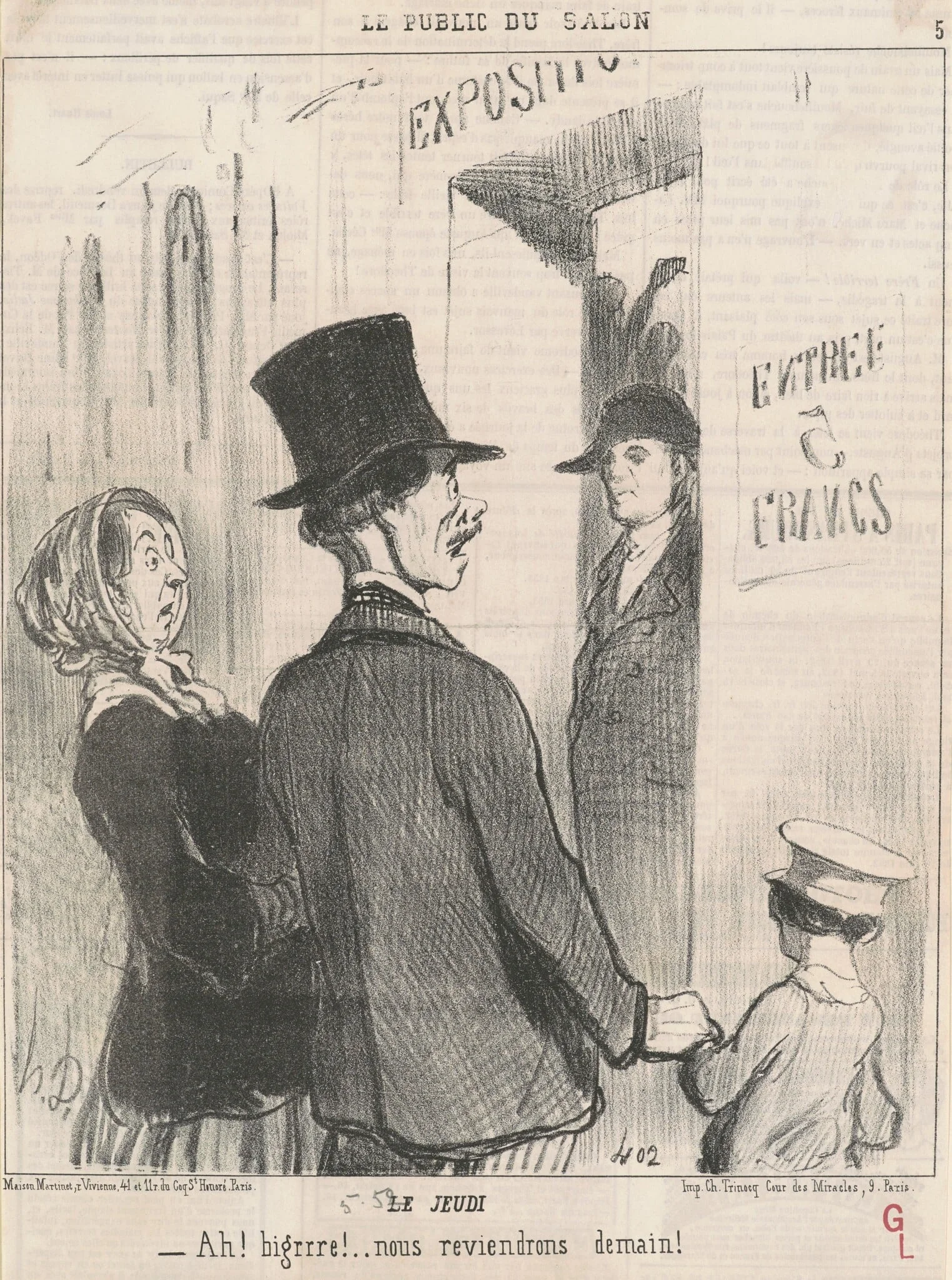 Le jeudi, by Honoré Daumier, ink, 1852