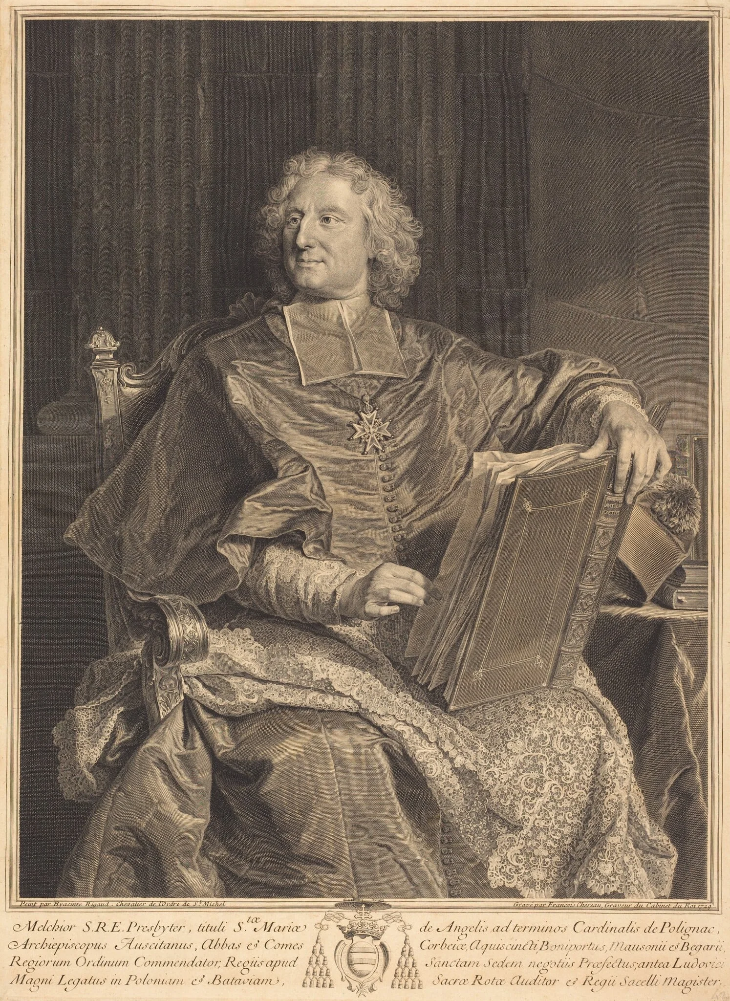 Cardinal de Polignac, by François Chereau I, ink, 1729