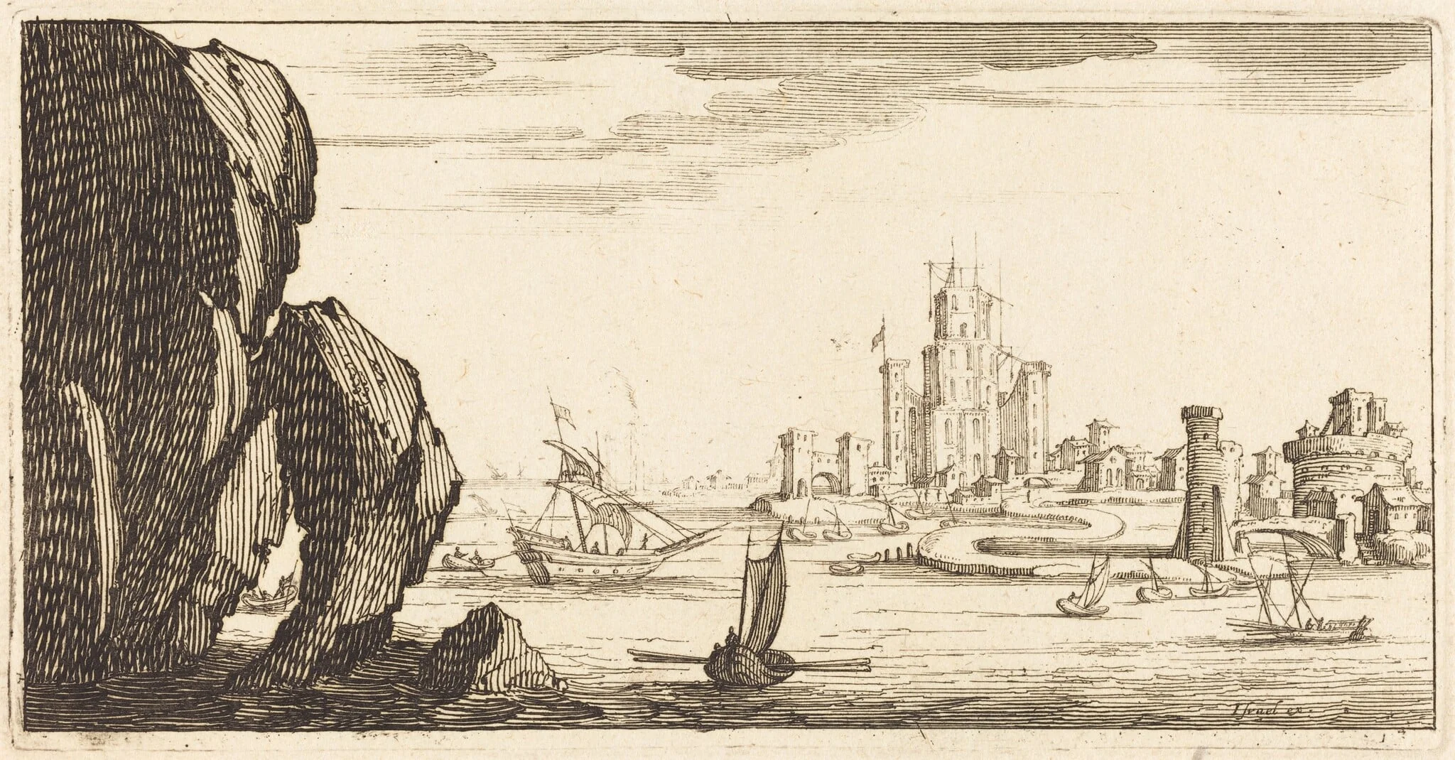 Landscape, by French 17th Century, ink, 1635