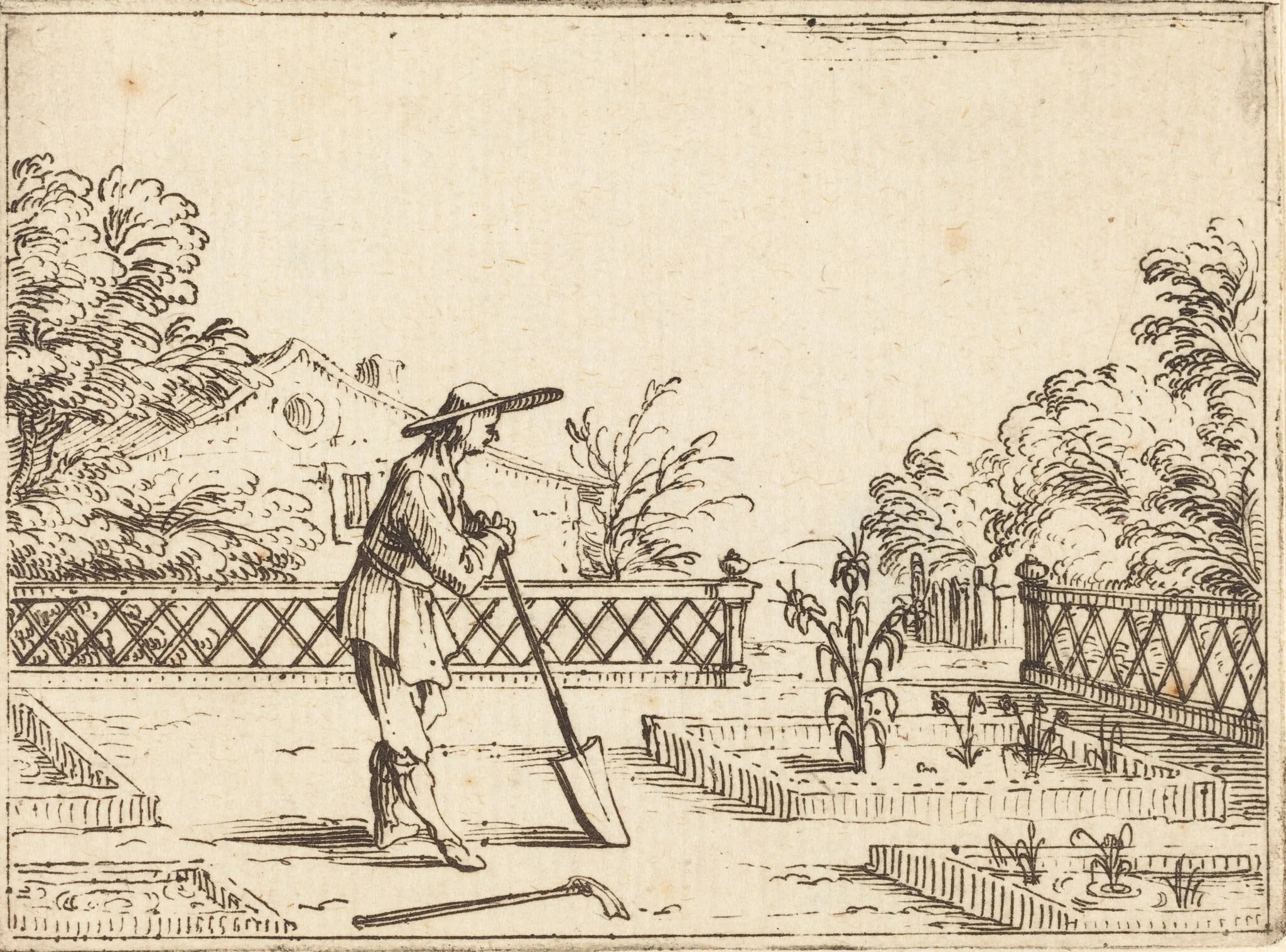 The Gardener, by Jacques Callot, ink, 1628
