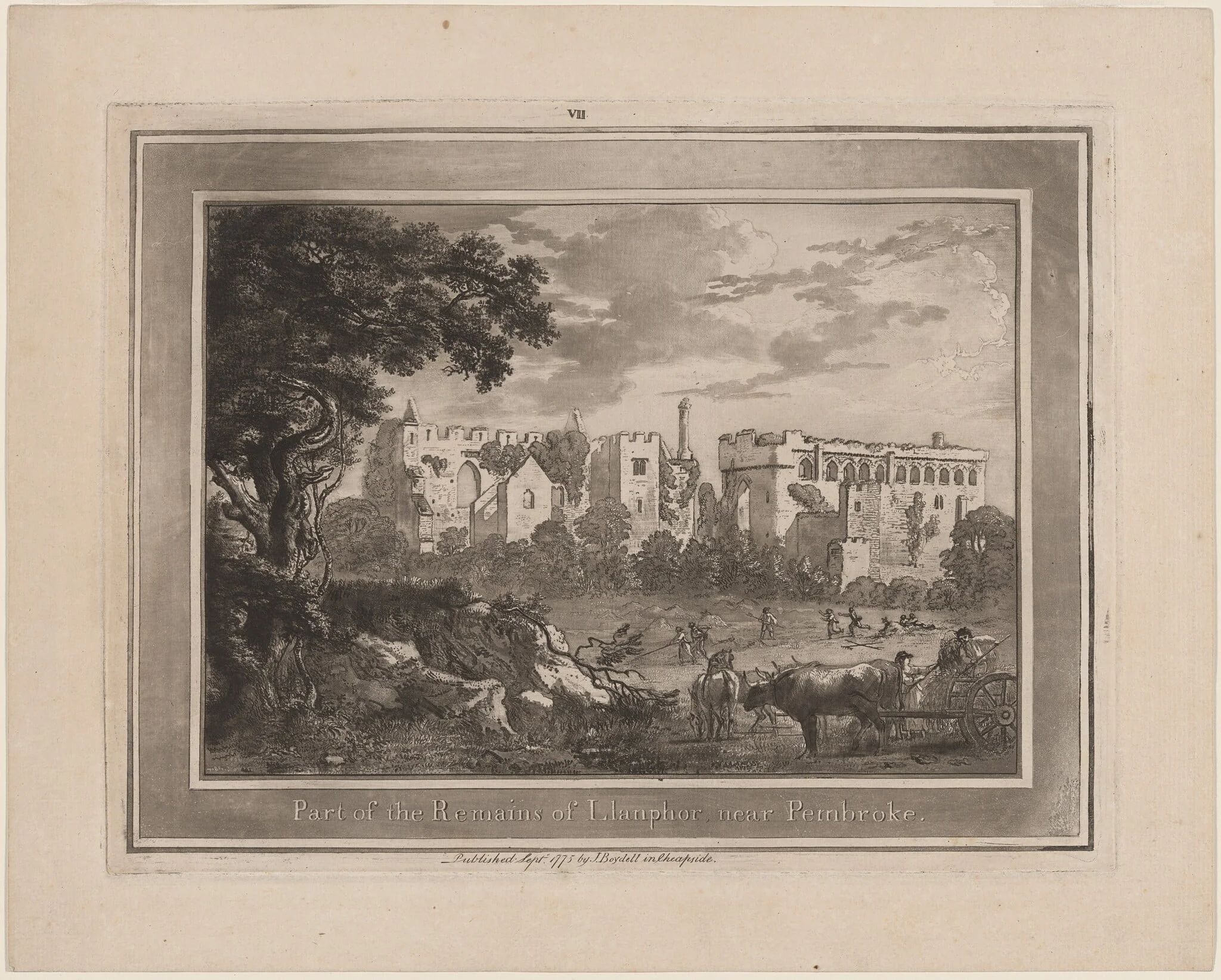 Part of the Remains of Llanphor near Pembroke, by Paul Sandby, ink, 1775