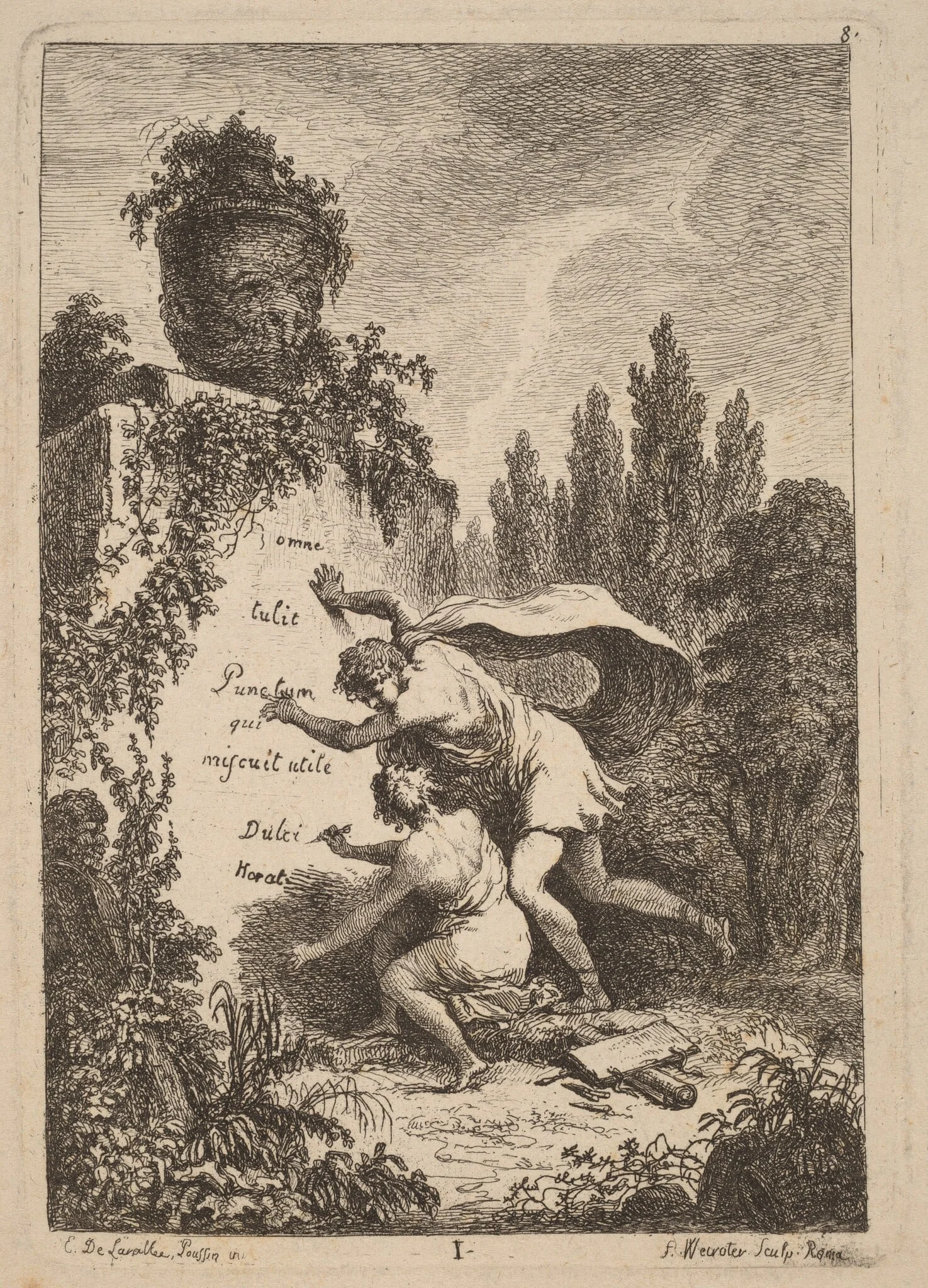 Nella Venuta in Roma: pl. 1, by Franz Edmund Weirotter, ink, 1764