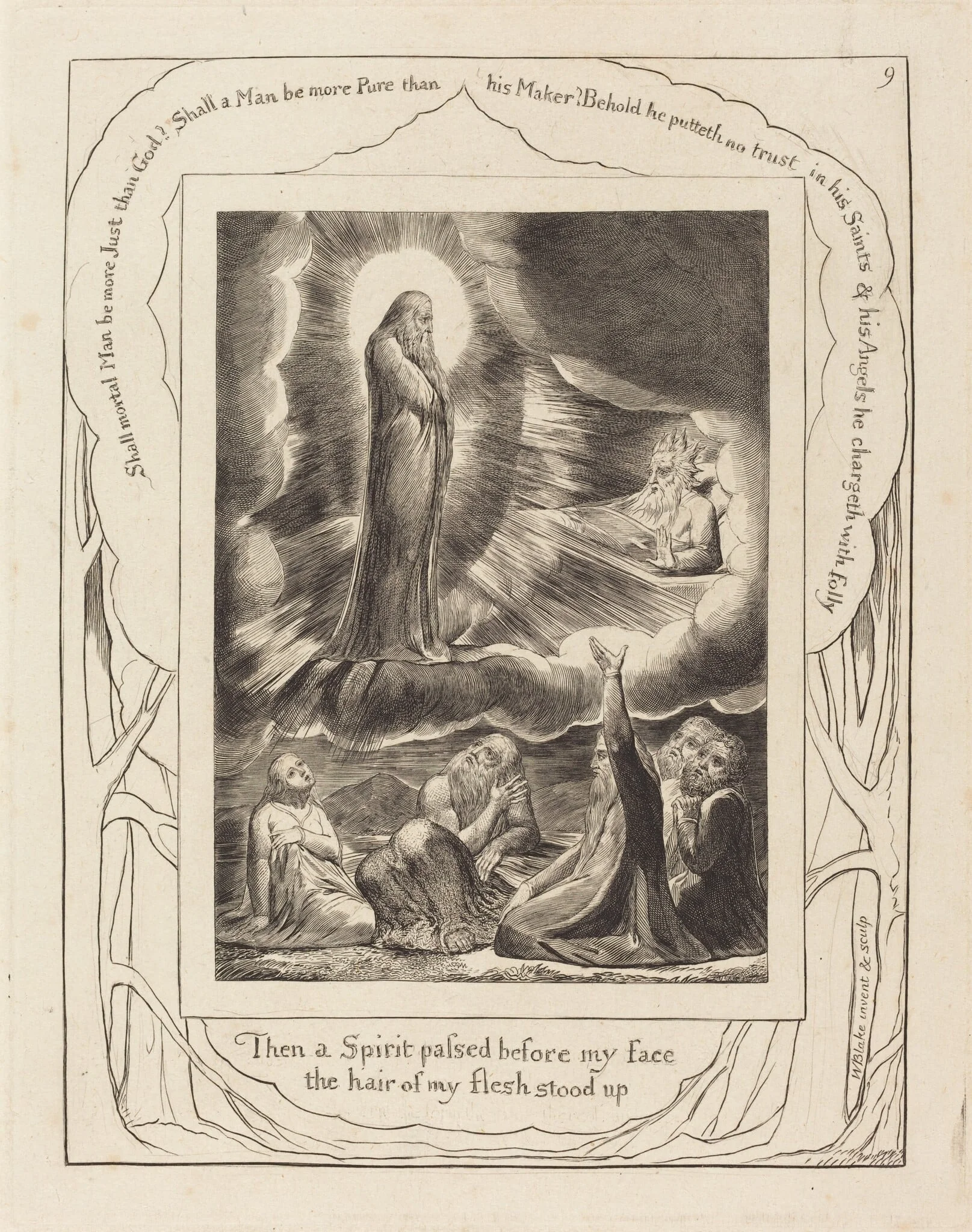The Vision of Eliphaz, by William Blake, ink, 1825