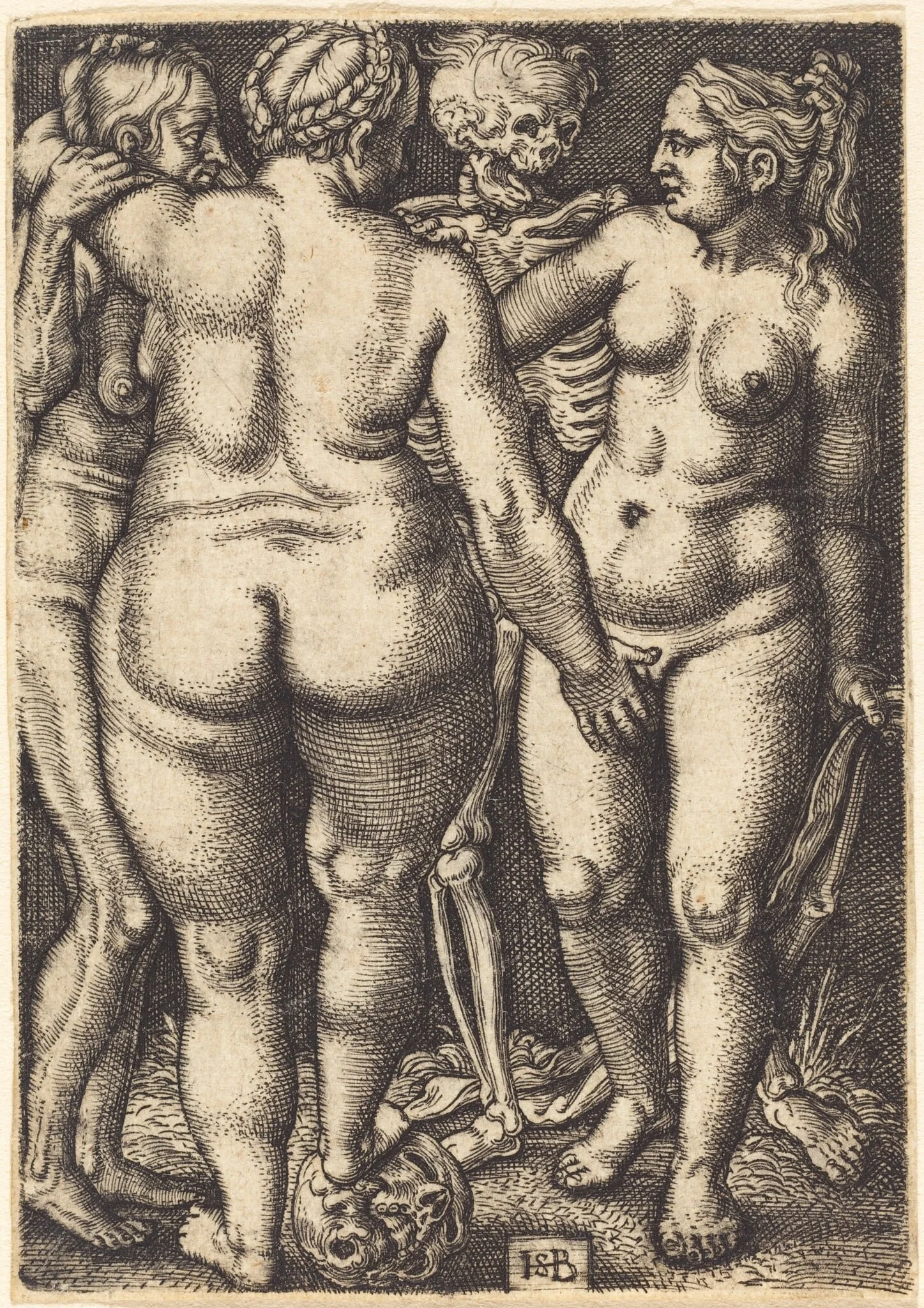 Death and Three Nude Women, by Sebald Beham, ink, 1525