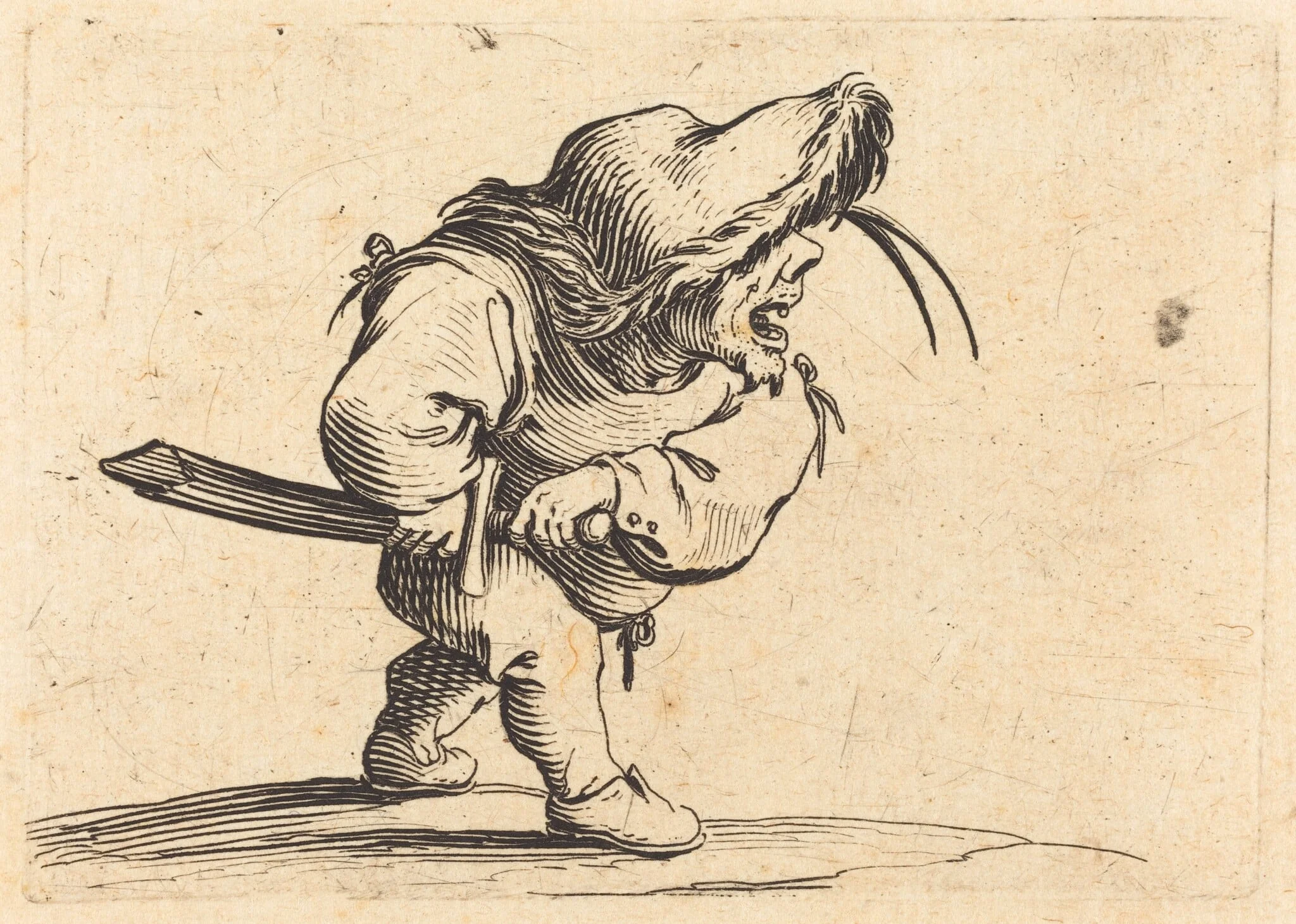 Man Preparing to Draw His Sword, by Jacques Callot, ink, 1622