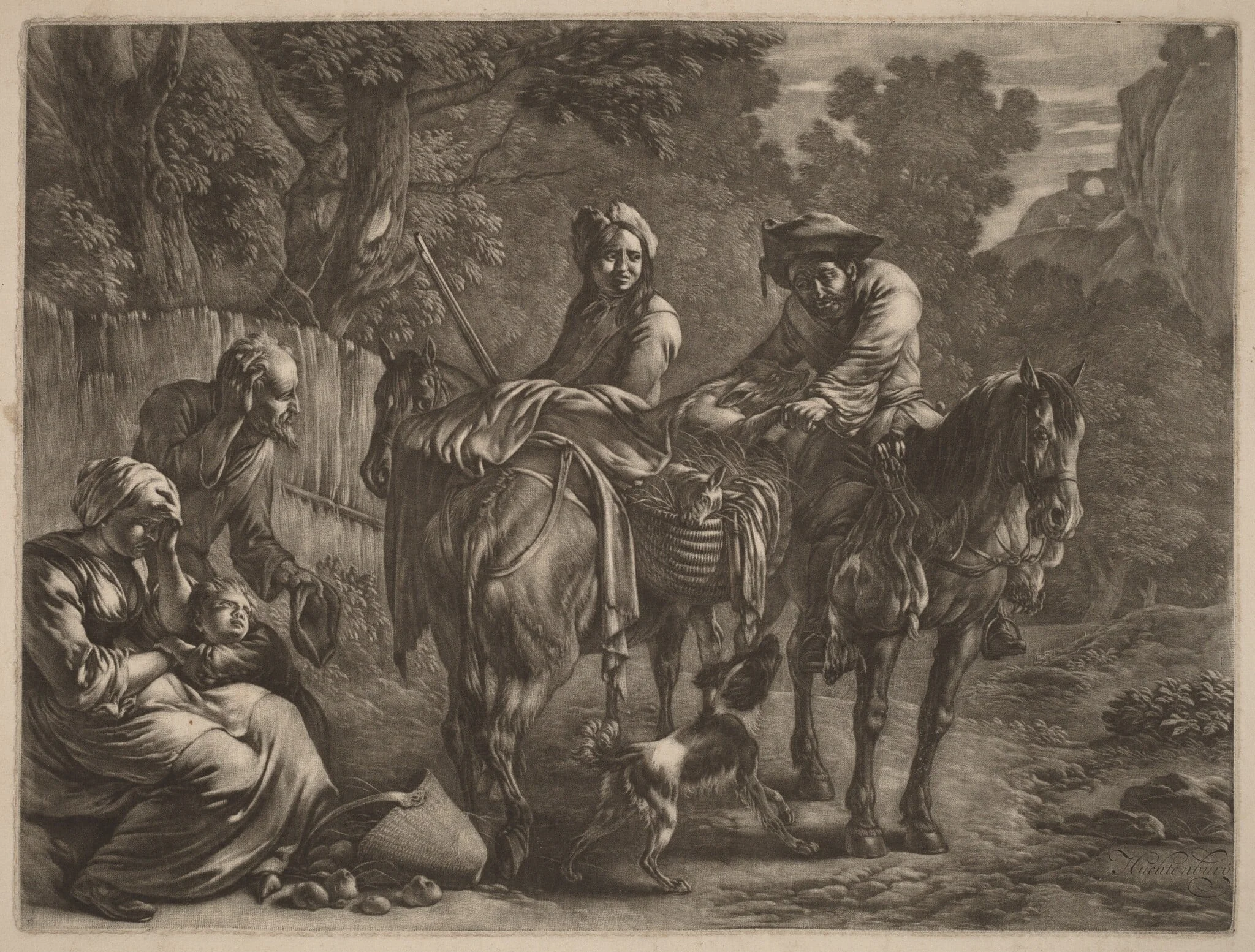 Robbers on Horseback, by Jan van Huchtenburgh, ink, 1690