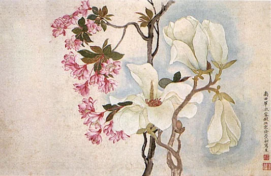清惲壽平王翬花卉山水合冊　冊　辛夷, by Yun Shouping, unspecified, 1650