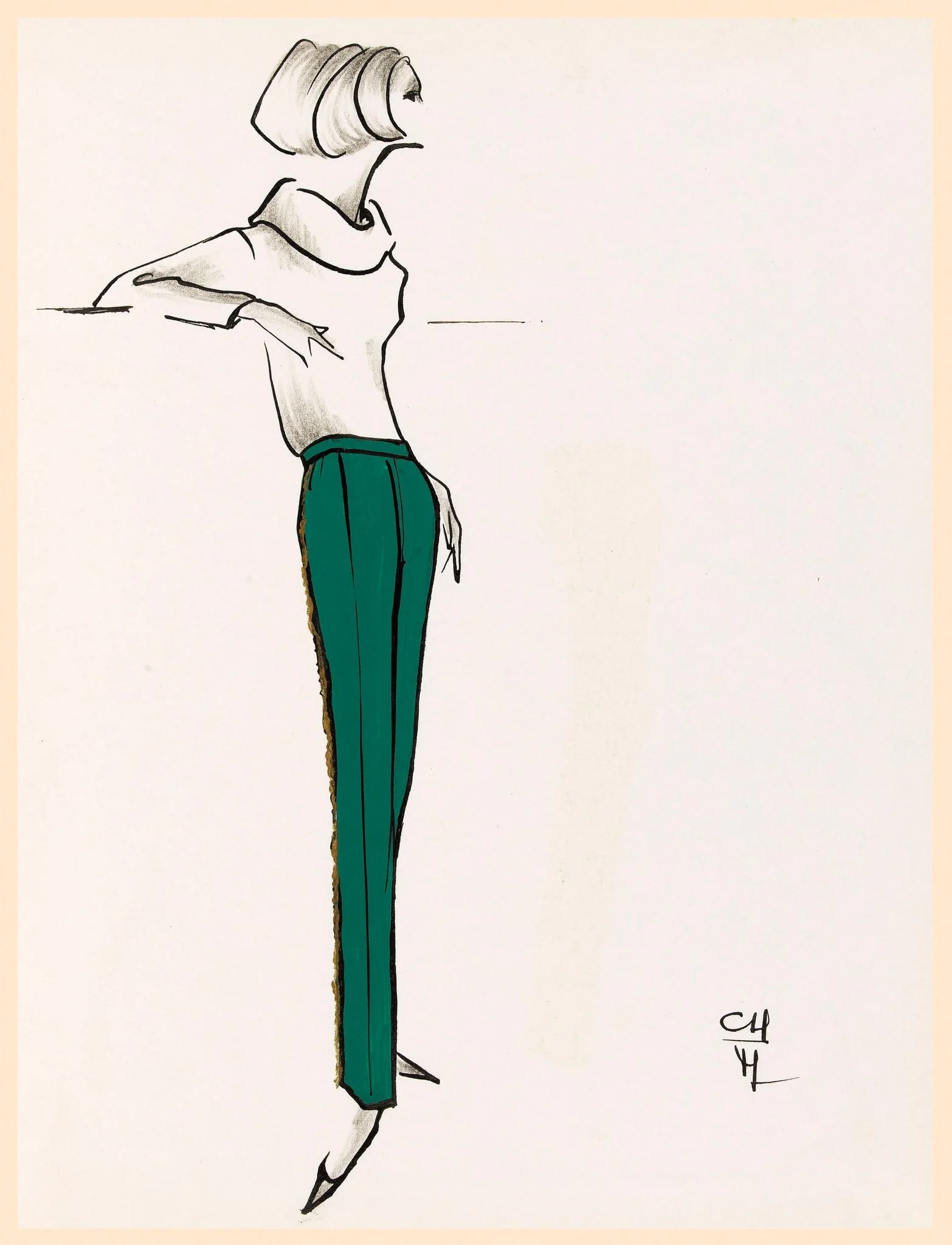 Pantalon vert sapin à pli