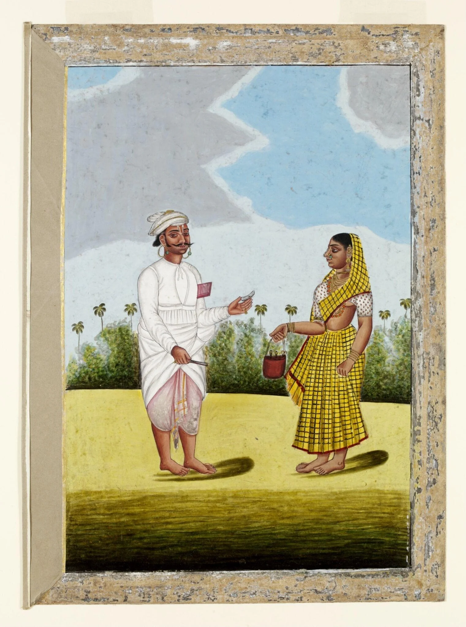 A barber and his wife, by Unknown, paint, 1800
