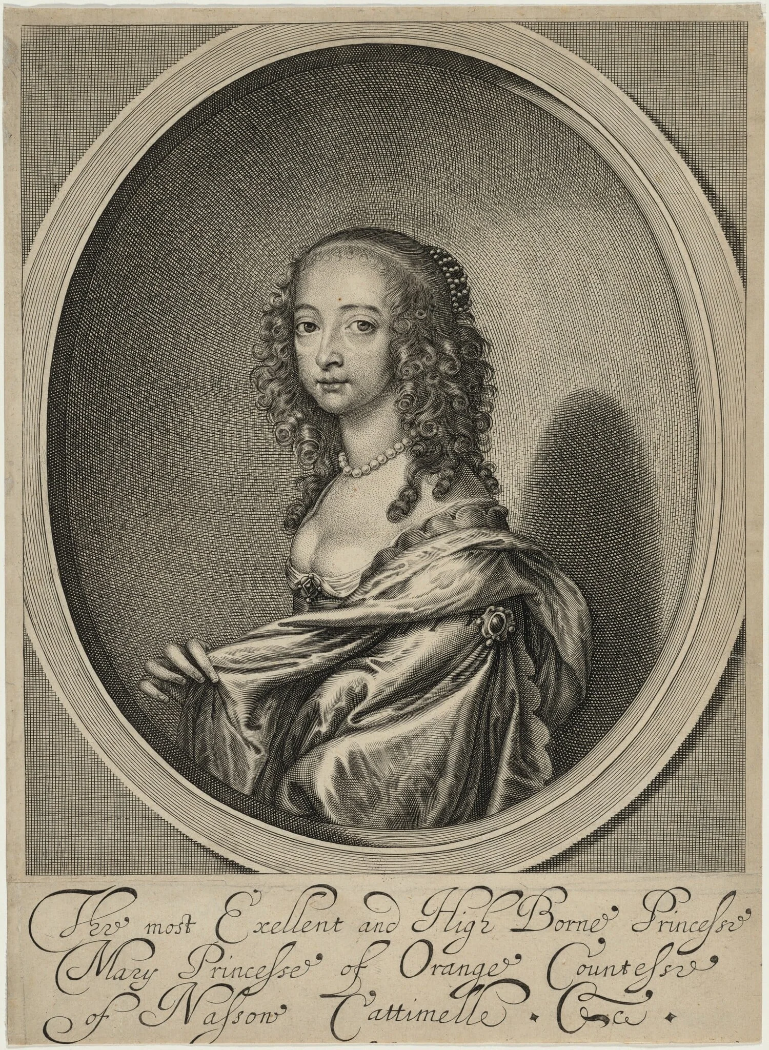Mary, Princess of Orange, by William Faithorne, ink, 1654