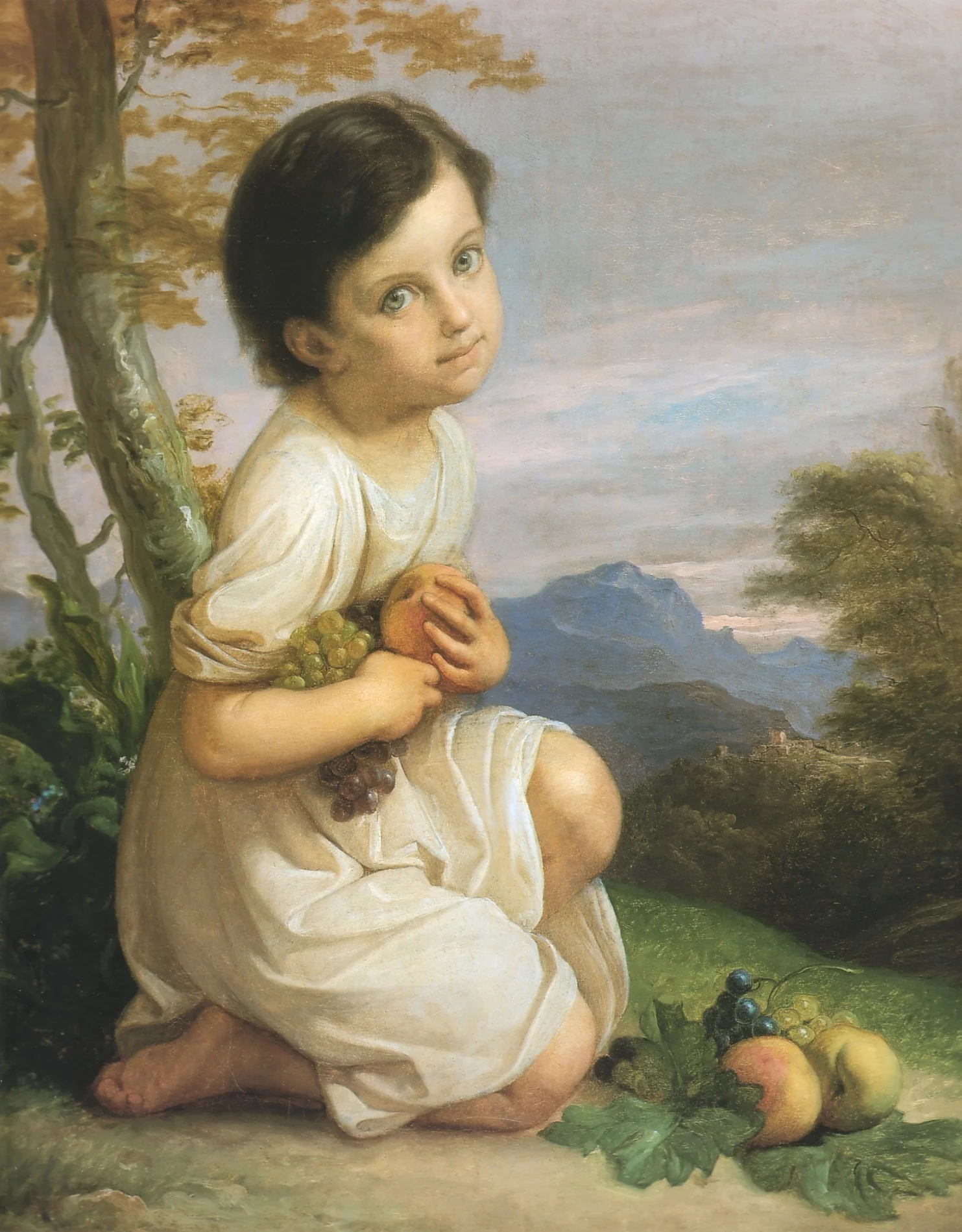 Portrait of Lena Presti as a Girl, by Giacomo Trecourt, oil, 1850