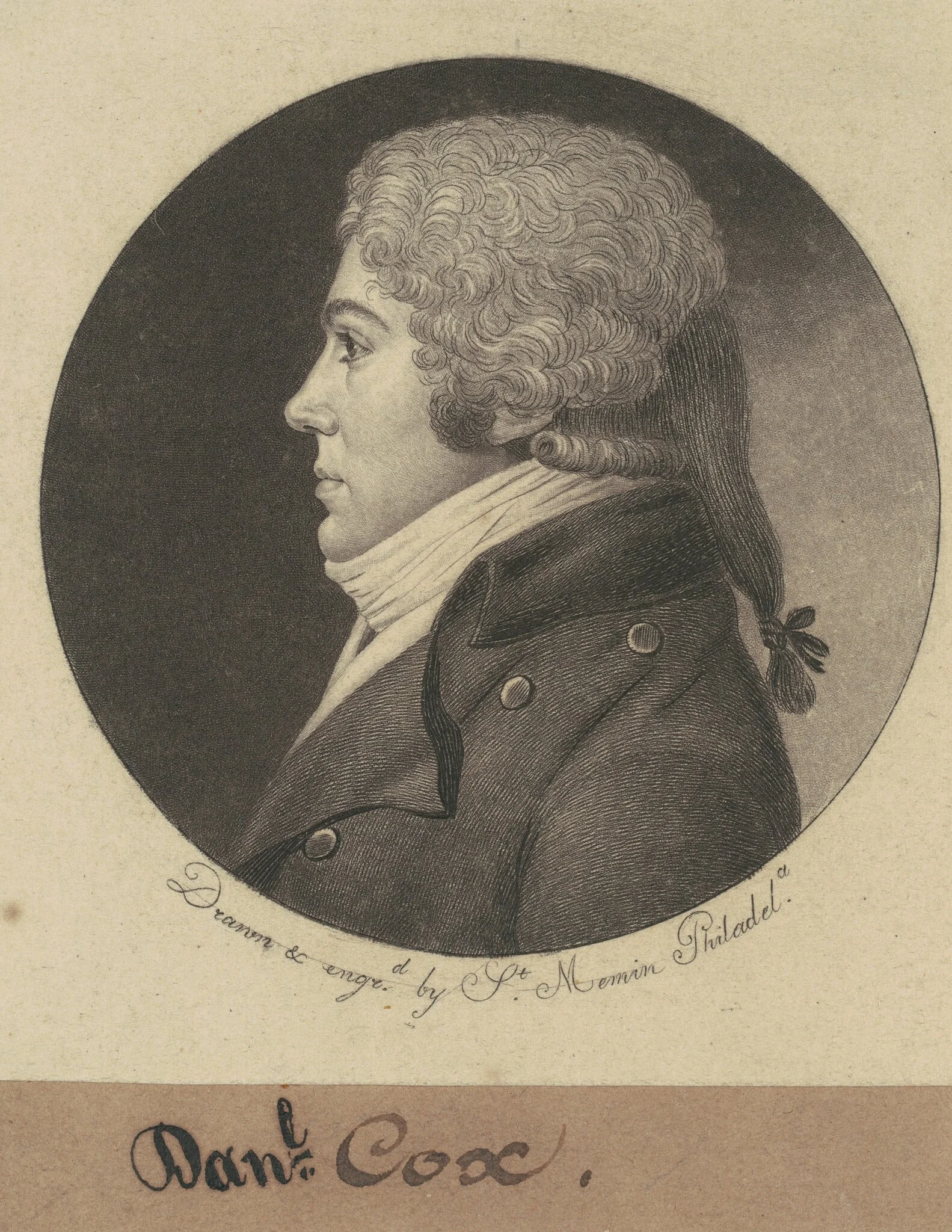 Cox, by Charles Balthazar Julien Févret de Saint-Mémin, ink, 1798