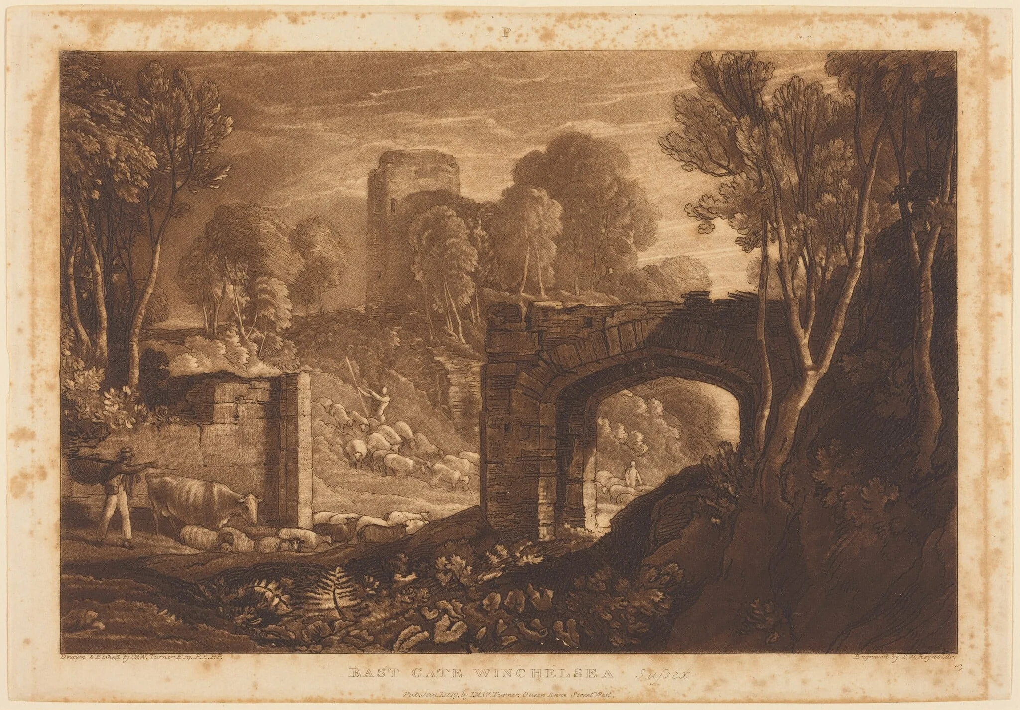 East Gate, Winchelsea, by Joseph Mallord William Turner, ink, 1819