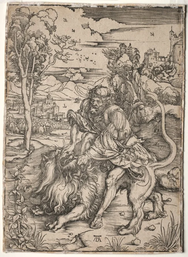Samson Killing the Lion, by Albrecht Dürer, 1496