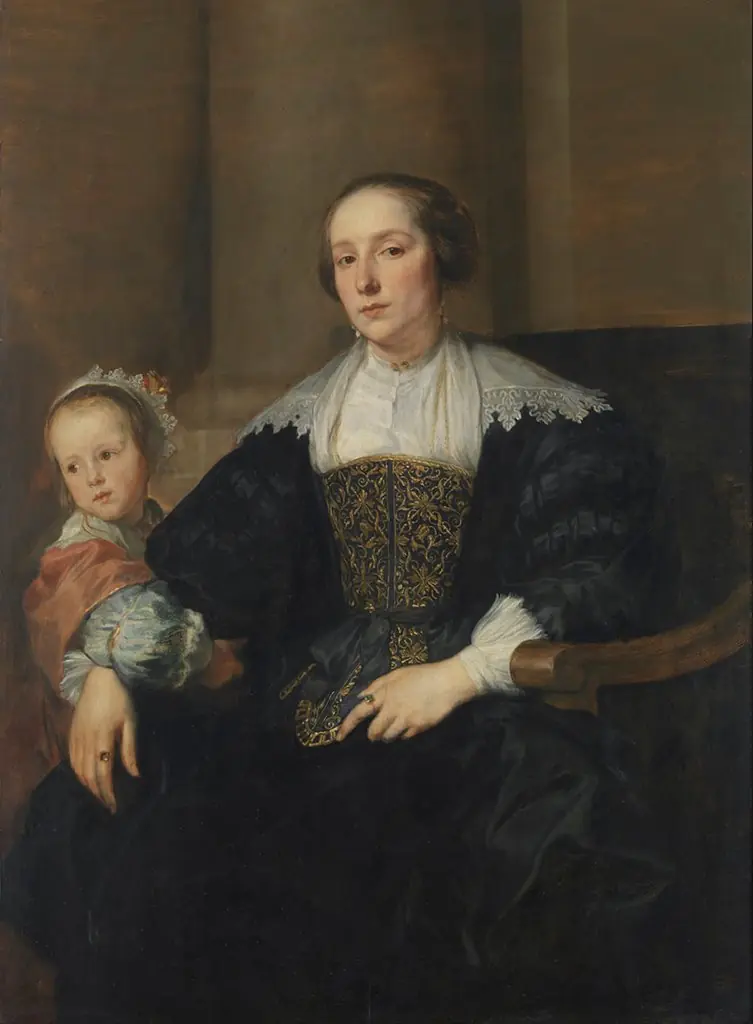 Portrait of Anna van Thielen, wife of the painter Theodoor Rombouts with their daughter
