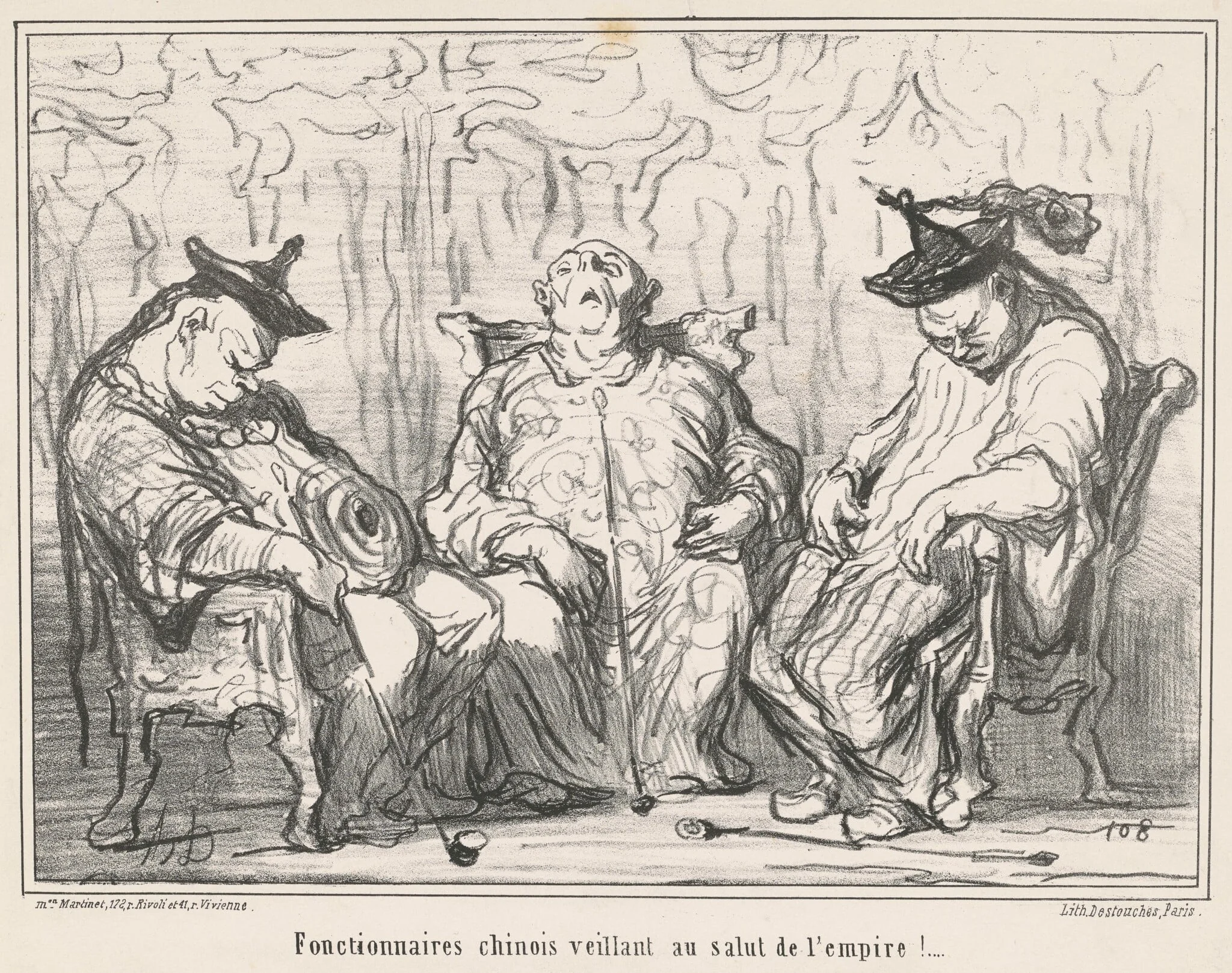 Fonctionnaires ... veillant au salut de l'empire! ..., by Honoré Daumier, ink, 1859