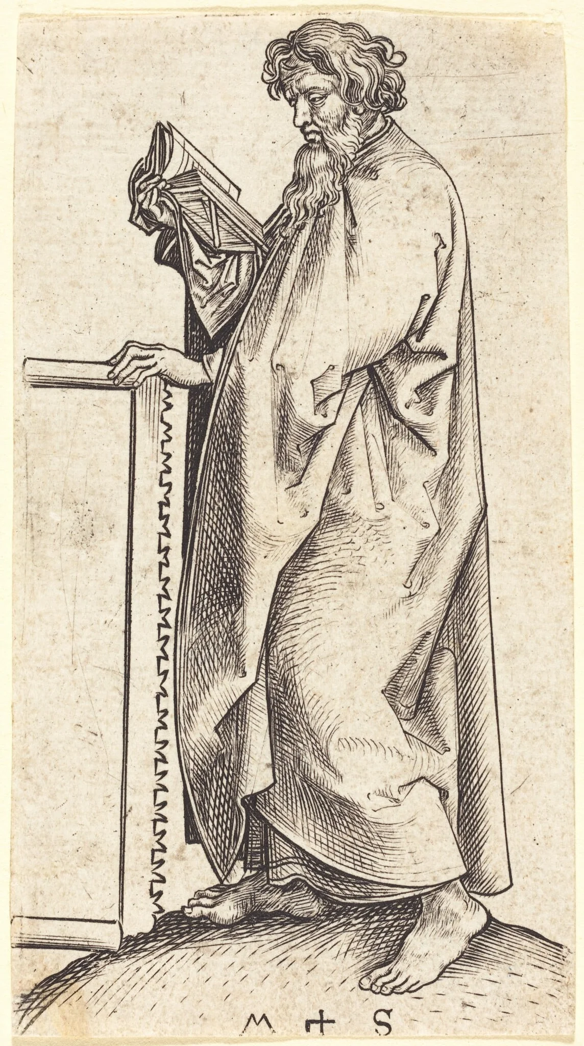 Saint Simon, by Martin Schongauer, ink, 1480