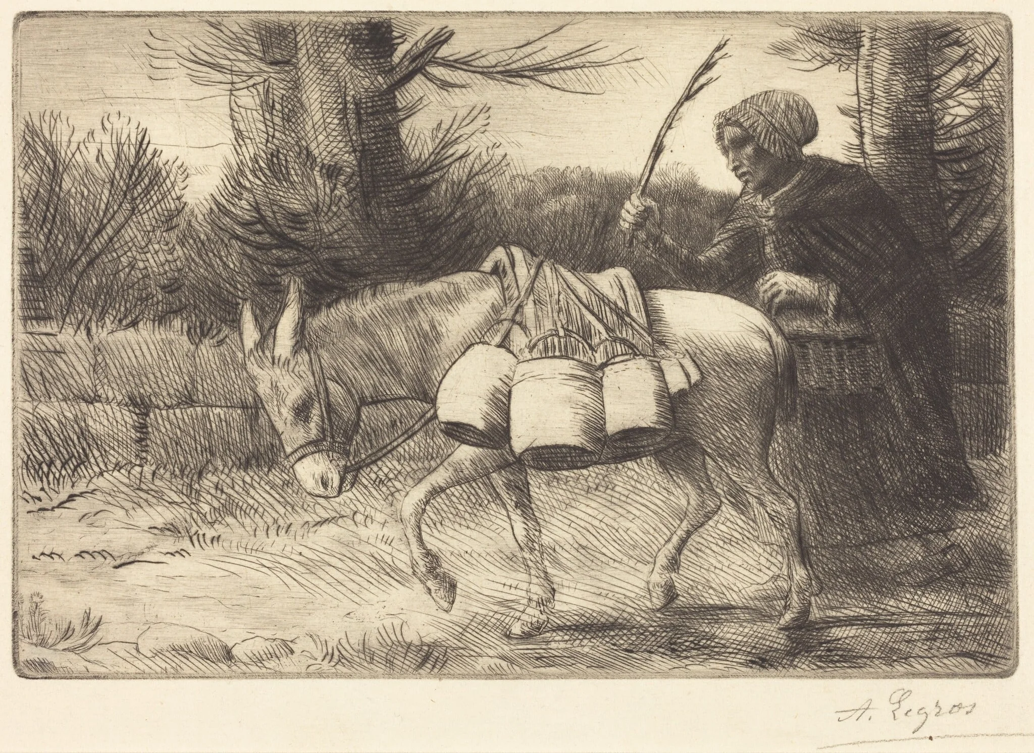 Milkmaid of Boulogne, 3rd plate (Laitiere a Boulogne), by Alphonse Legros, ink, 1874