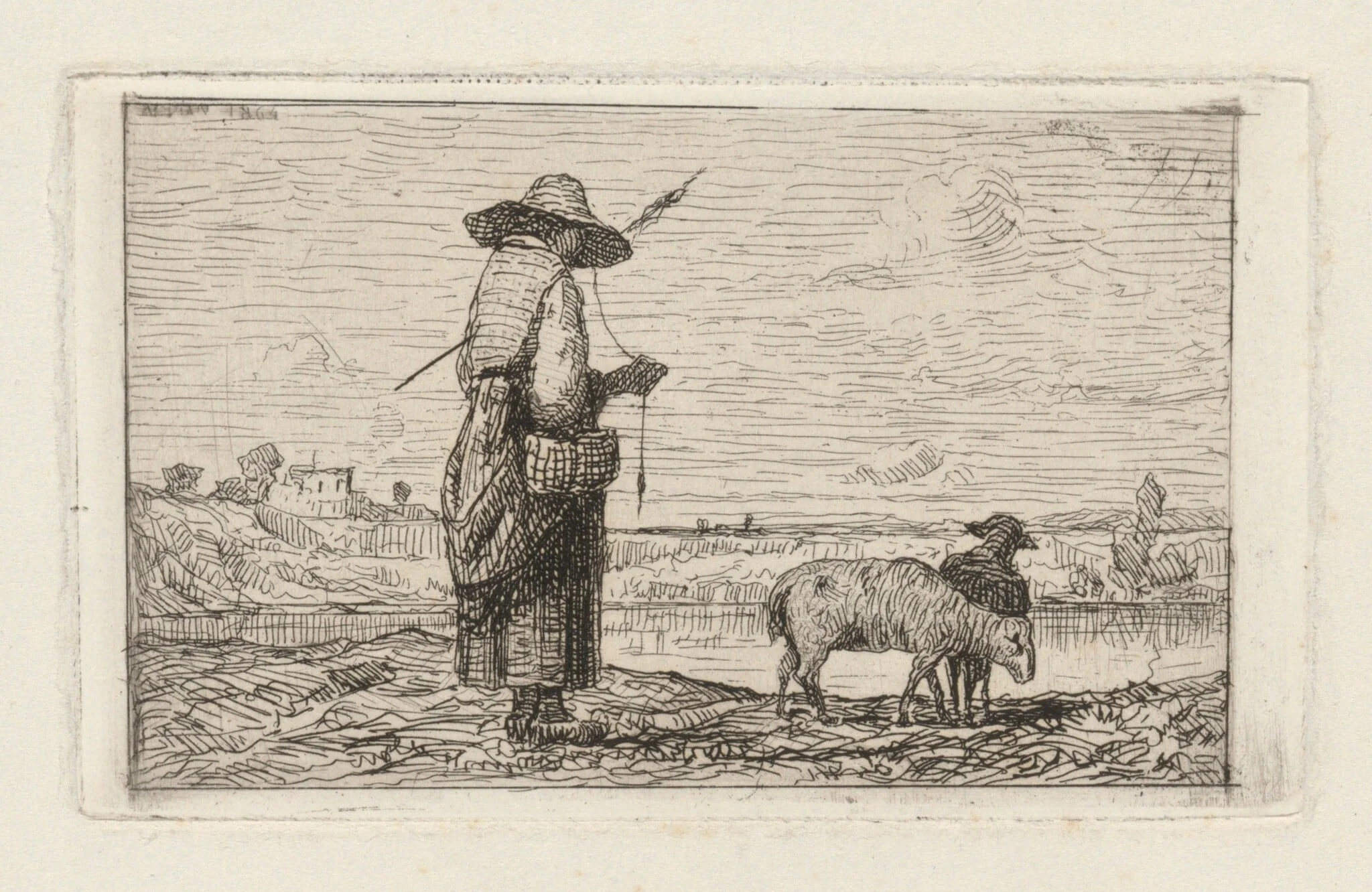Shepherdess, by Adolphe Appian, ink, 1861