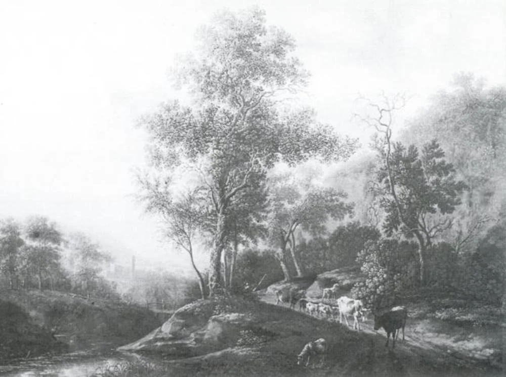 River Landscape with Cattle, by Pieter van Asch, oil, 1648