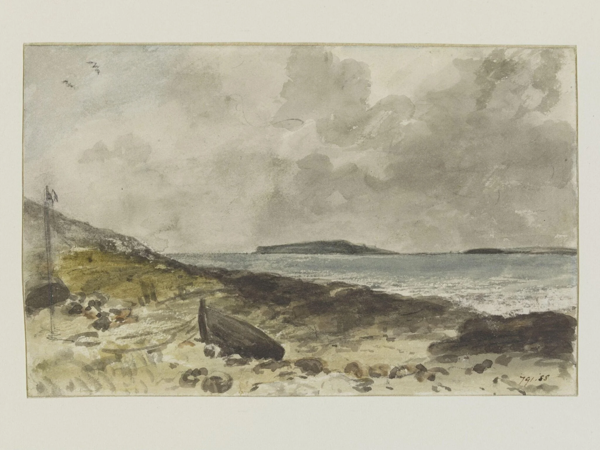 Coast scene near Osmington, with Portland Island in the distance, by John Constable, watercolor, 1816