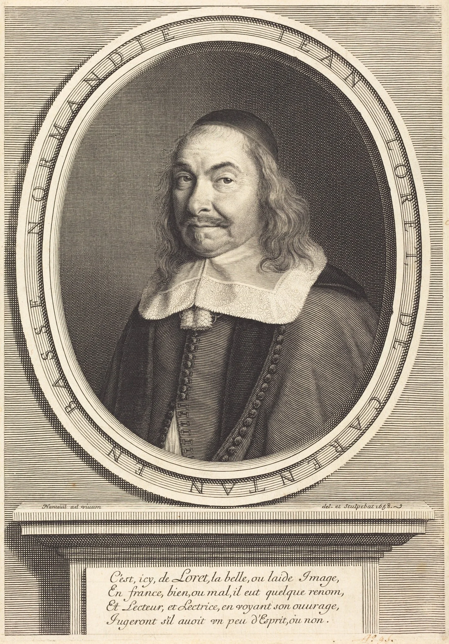 Jean Loret, by Robert Nanteuil, ink, 1658