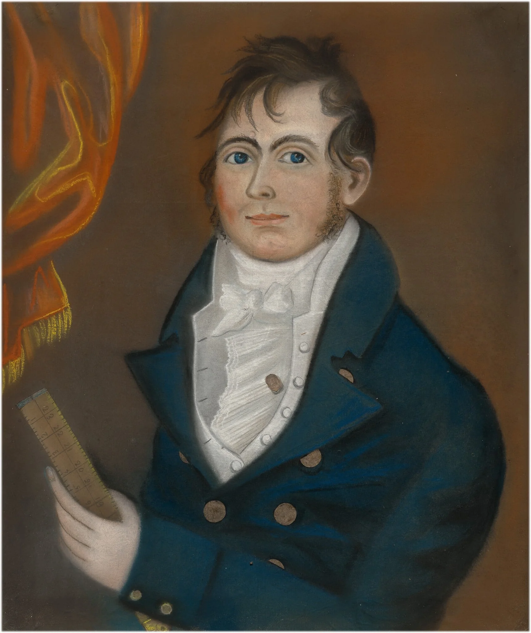 Young Man with Folding Rule, by American 19th Century, pastel, 1815
