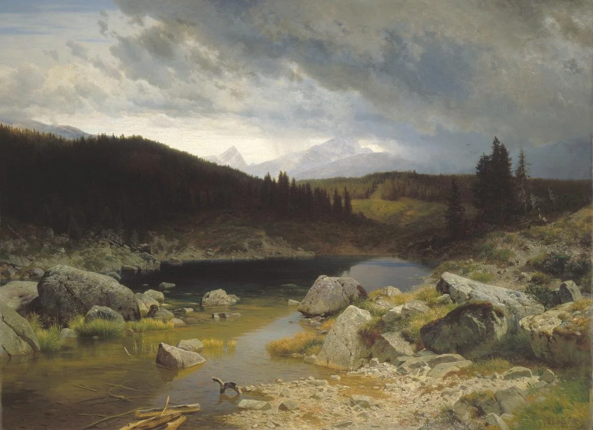 Bergsee in Graubünden bei heranziehendem Gewitter, by Johann Gottfried Steffan, oil, 1894