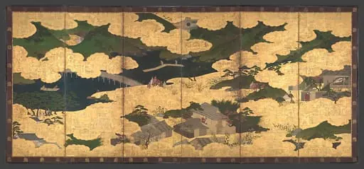 平家物語図屏風  「小督」 「大原御幸」|"Kogō" and "The Imperial Procession to Ōhara", from The Tale of the Heike (Heike monogatari)
