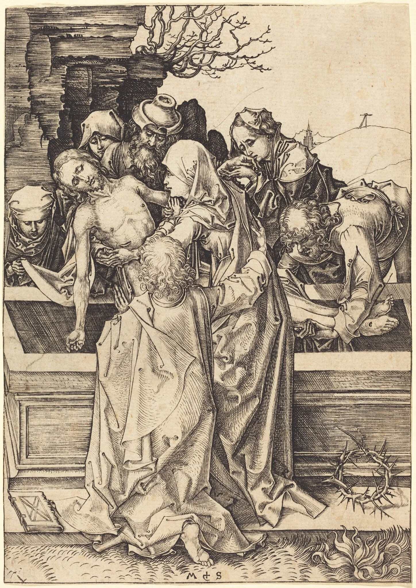 The Entombment, by Martin Schongauer, ink, 1480