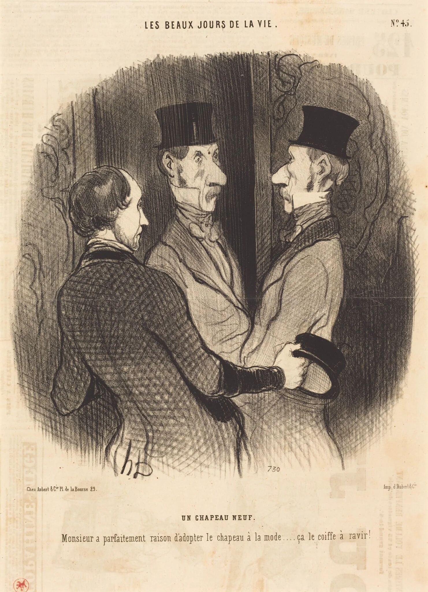 Un Chapeau neuf, by Honoré Daumier, ink, 1845