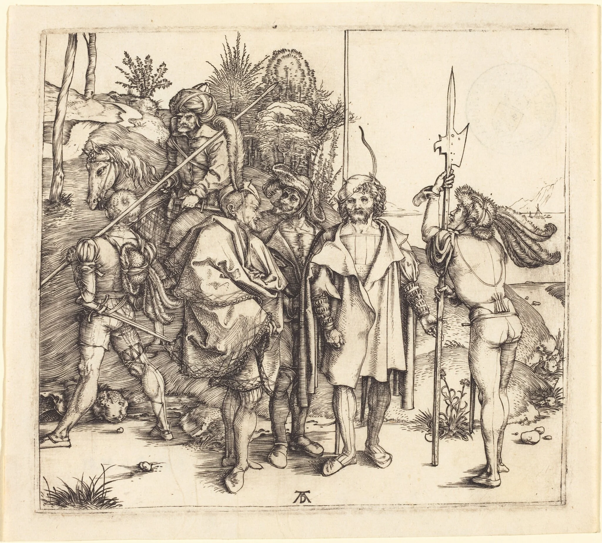 Five Soldiers and a Turk on Horseback