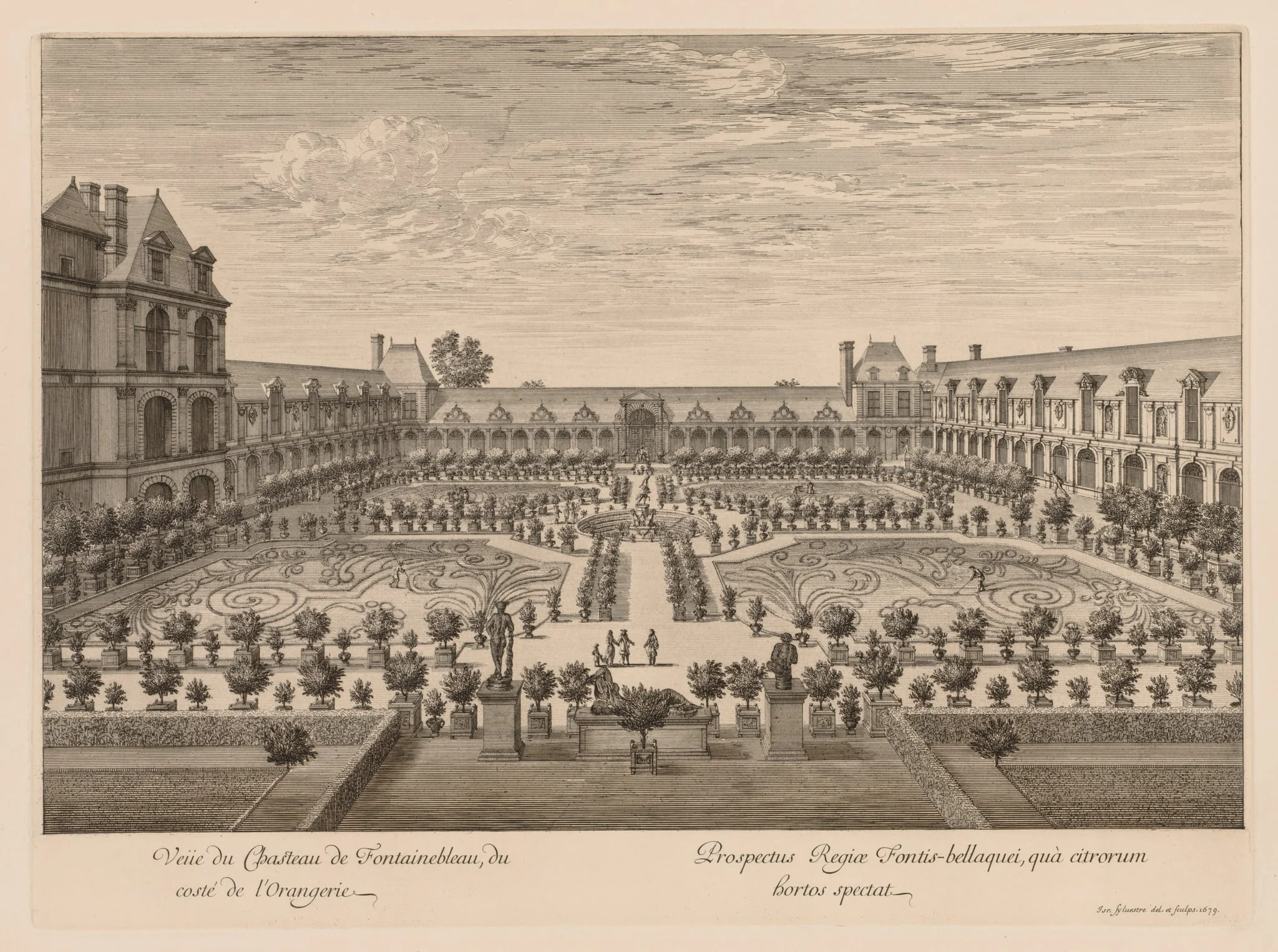 Vue du Château de Fontainebleau, du côté de l'Orangerie, by Israël Silvestre, 1679