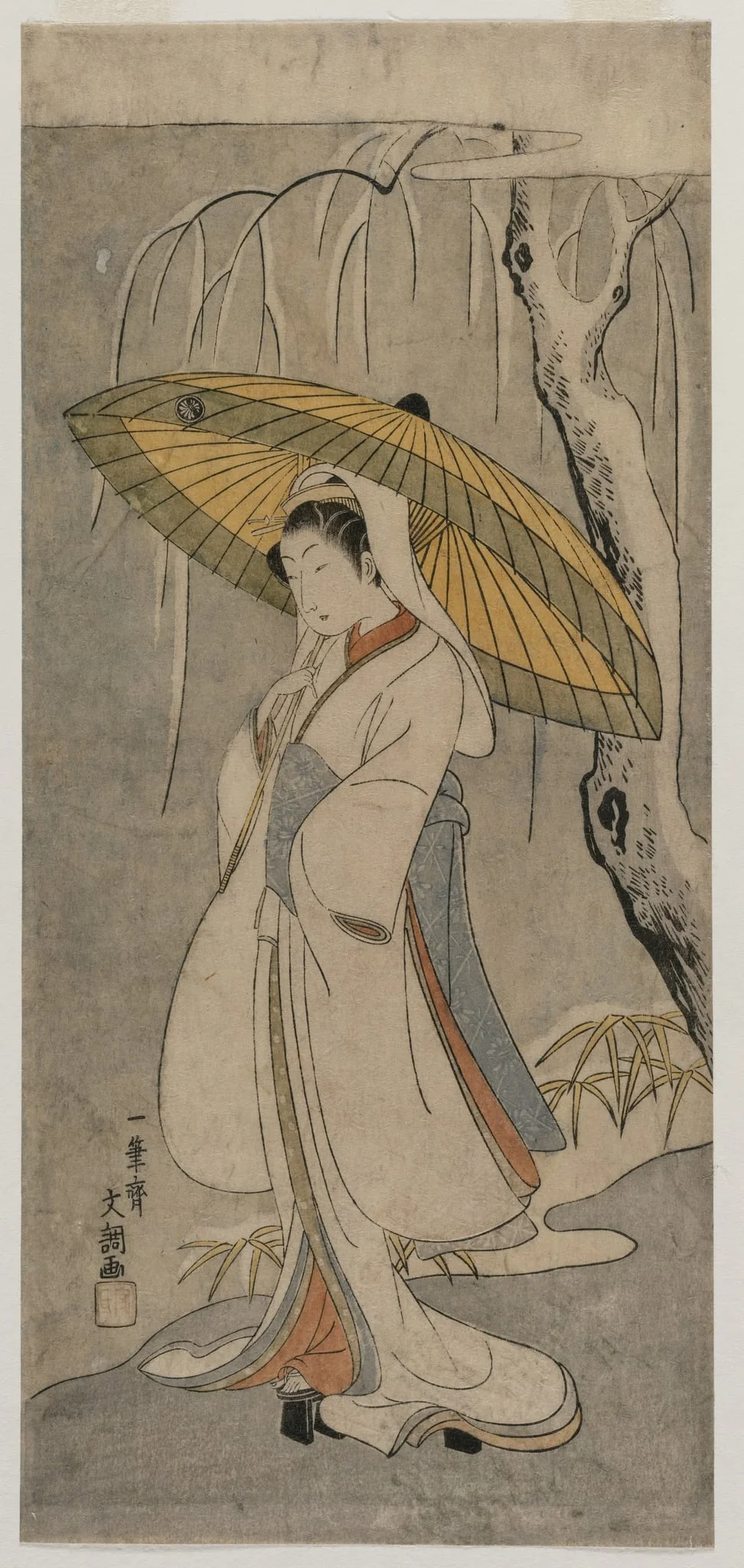 Segawa Kikunojo II as the Heron Maiden (from the series Ichimura Theater), by Ippitsusai Bunchō, 1770