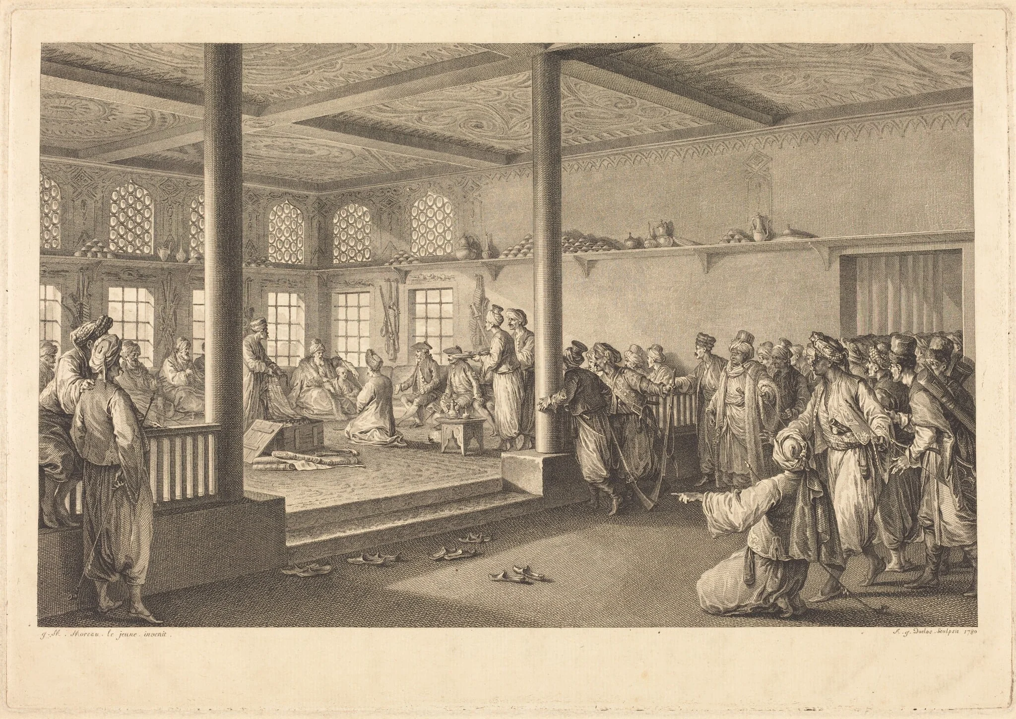 Réception de Choiseul-Gouffier chez Hassan-Tchousch-Oglou, by Antoine-Jean Duclos, ink, 1780